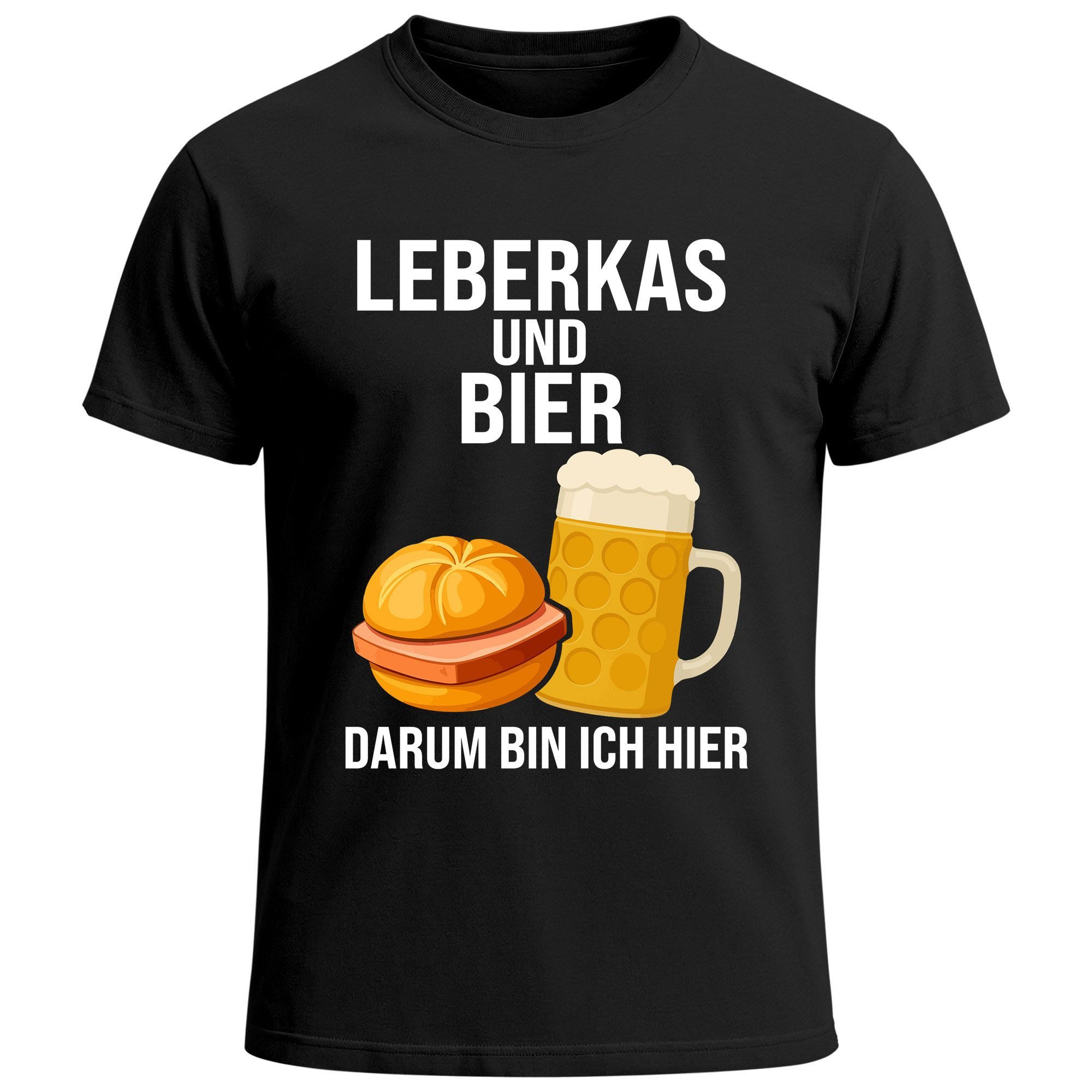 MoonWorks Print-Shirt Herren T-Shirt für das Oktoberfest – Leberkas und Bier darum bin ich mit Print