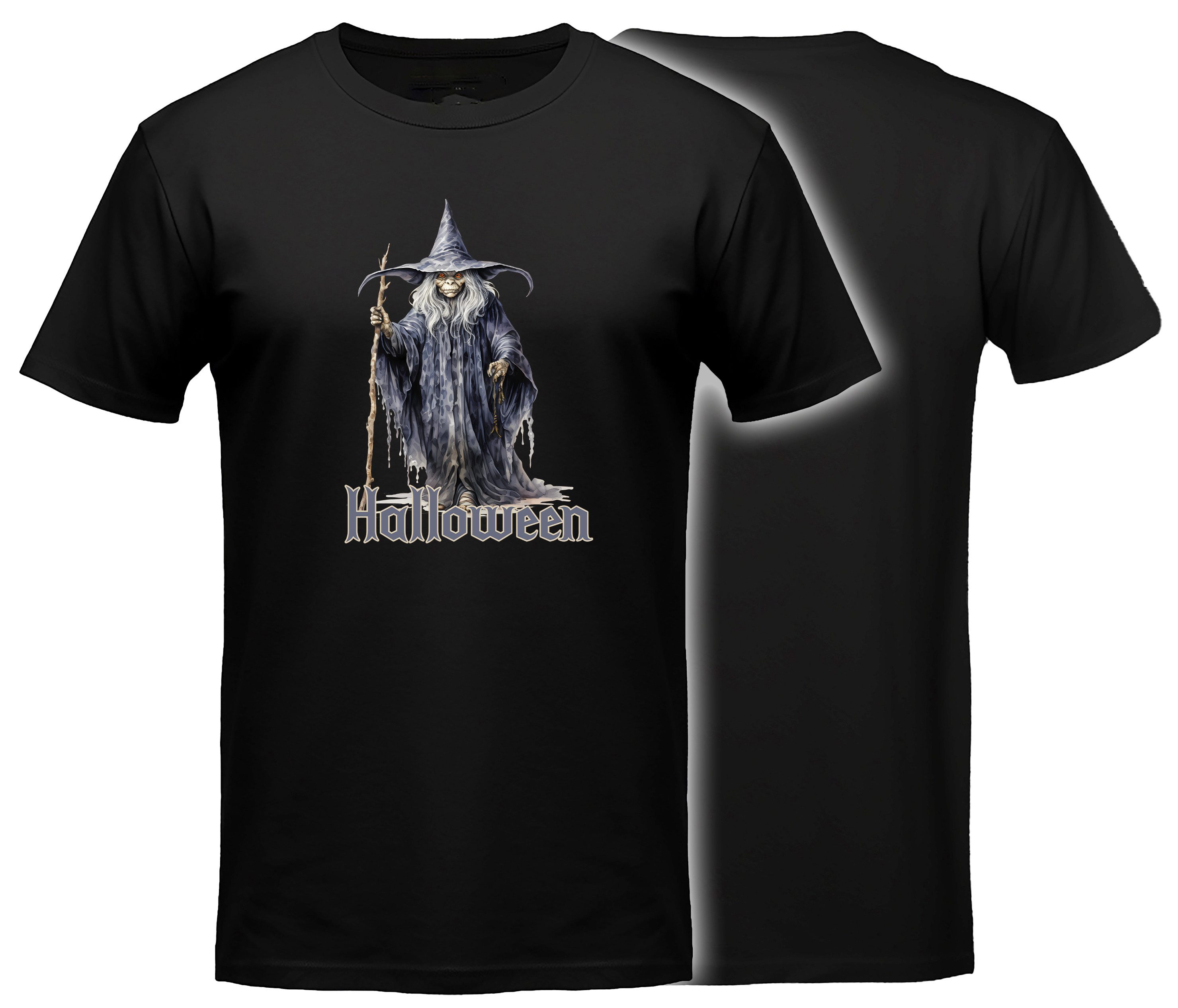 MyDesign24 T-Shirt Gothic kurzarm Shirt - düstere Hexe Halloween T-Shirt schwarz Regular Fit Gr.2XL i390