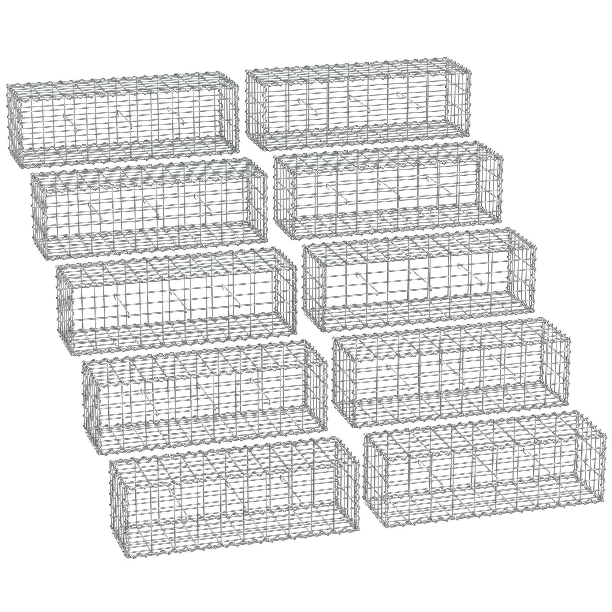 SONGMICS Gartenzaun Gabione, (10-St), Gabionenkorb, Metall-Steinkorb, günstig online kaufen