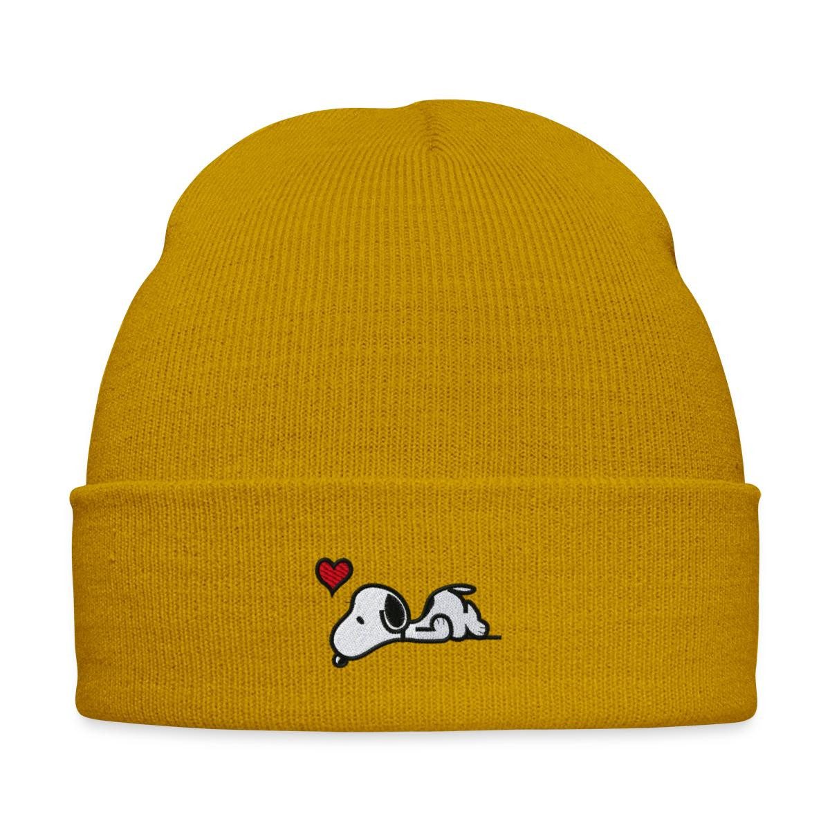 Spreadshirt Beanie Peanuts Snoopy Liebe Herz Love Stick Bestickte Wintermütze (1-St)