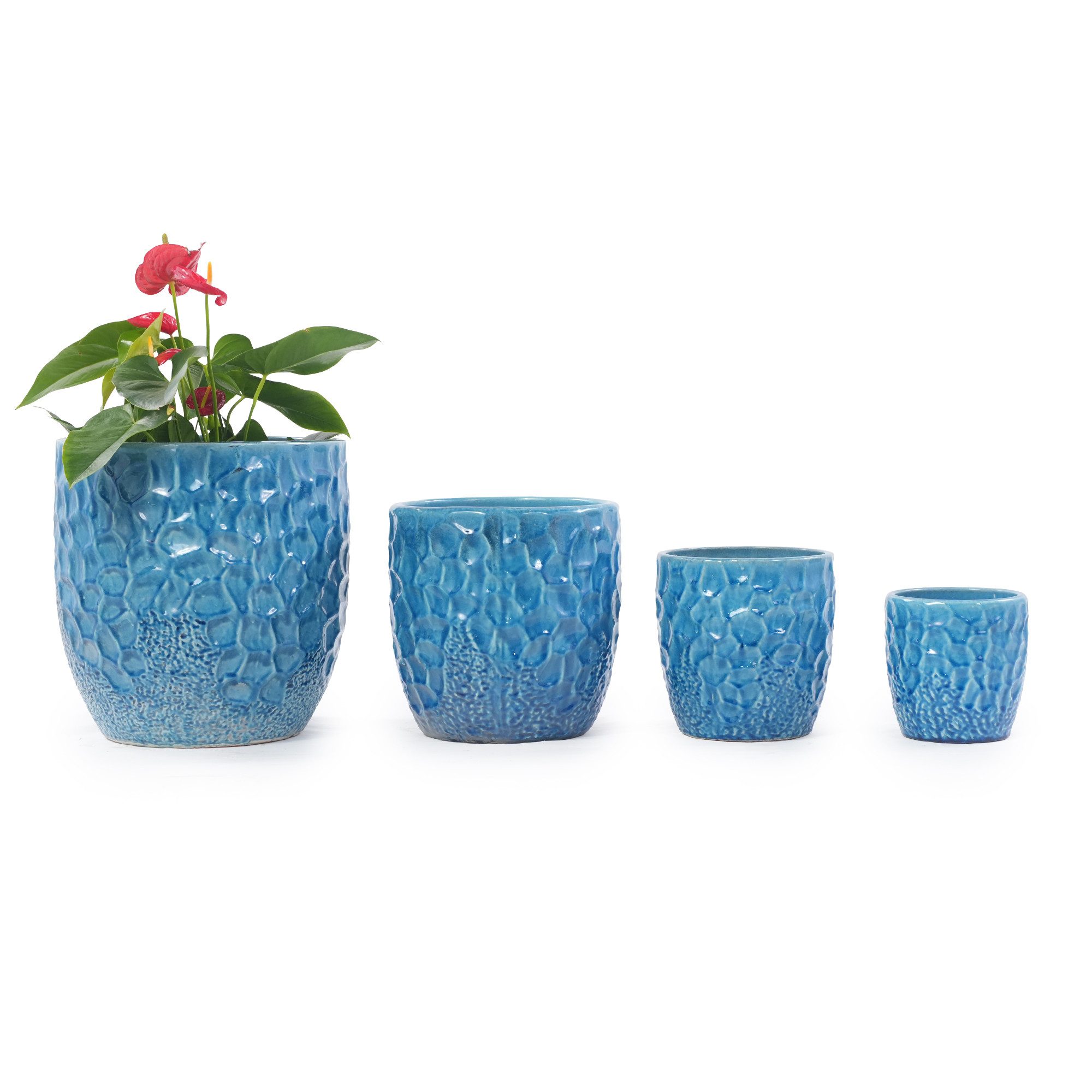 Rolipo Blumentopf Blumentopf Keramik Pflanztopf 18 cm Sukkulenten Topf mit Drainageloch (4 St), Blumentopf Keramik Pflanztopf Set 4-teilig mit Ablaufloch