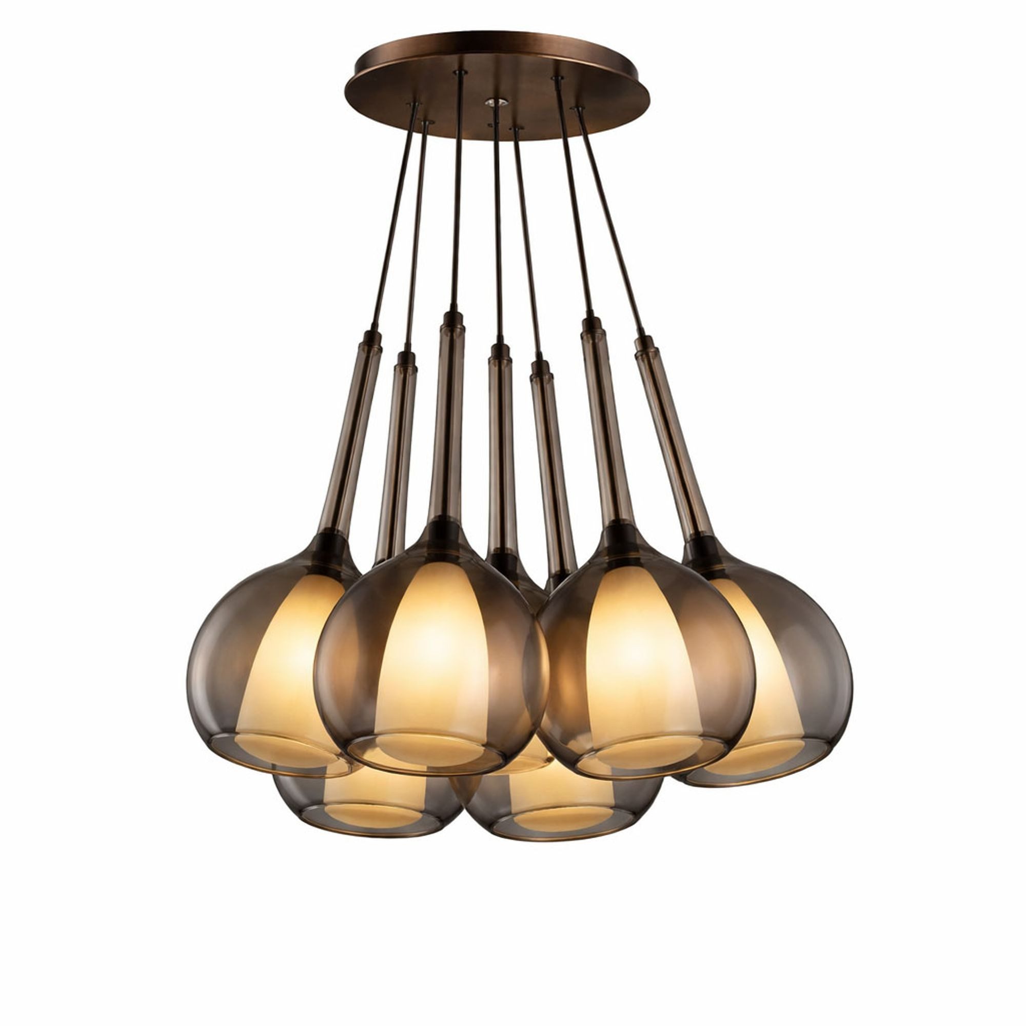 s.luce Pendelleuchte s.luce Belluna Glas-Pendelleuchte Cluster 7-flammig Rauch