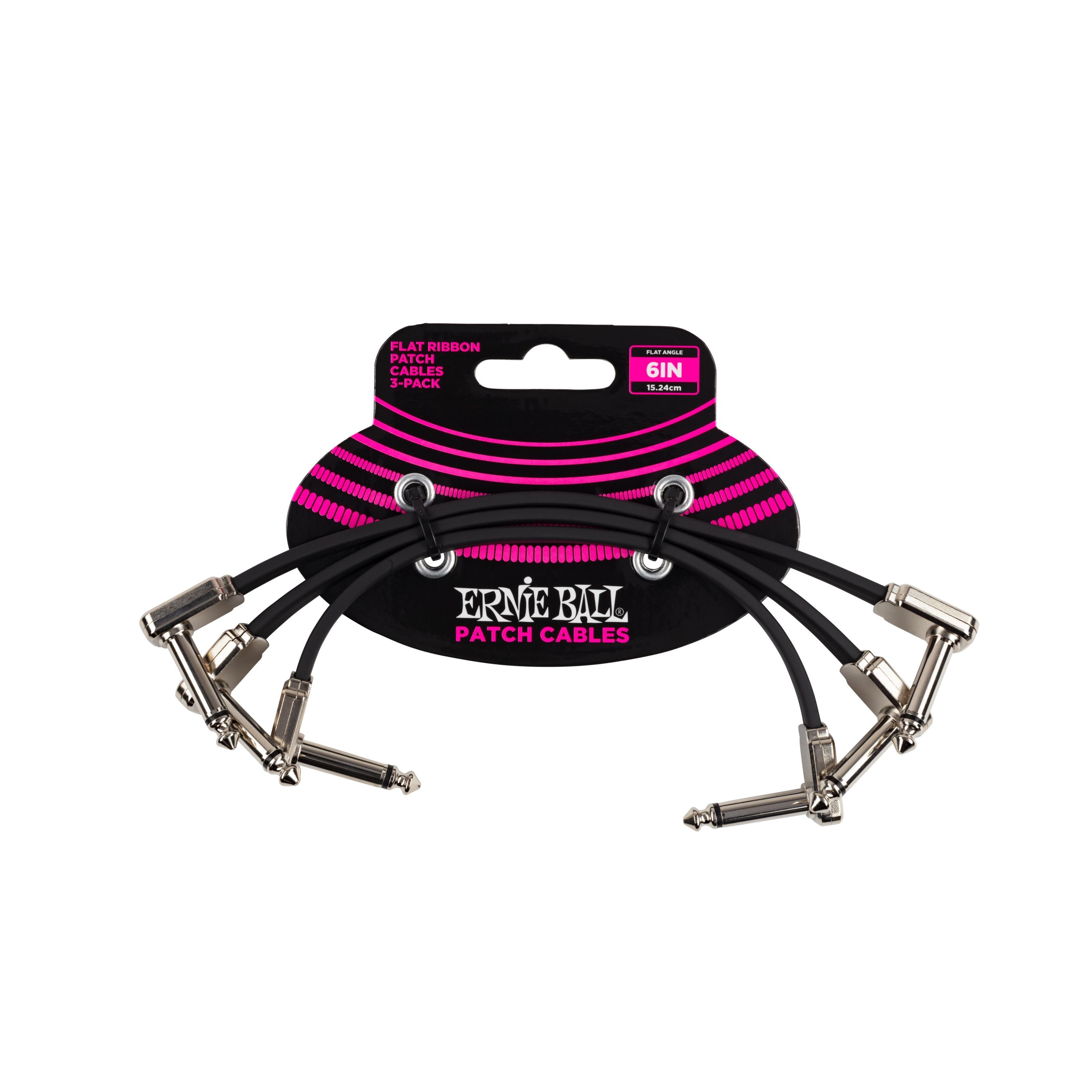 Ernie Ball Audio-Kabel, EB6221 6" Flat Ribbon Patch Cable 3-Pack 15 cm - Stereo Patchkabel