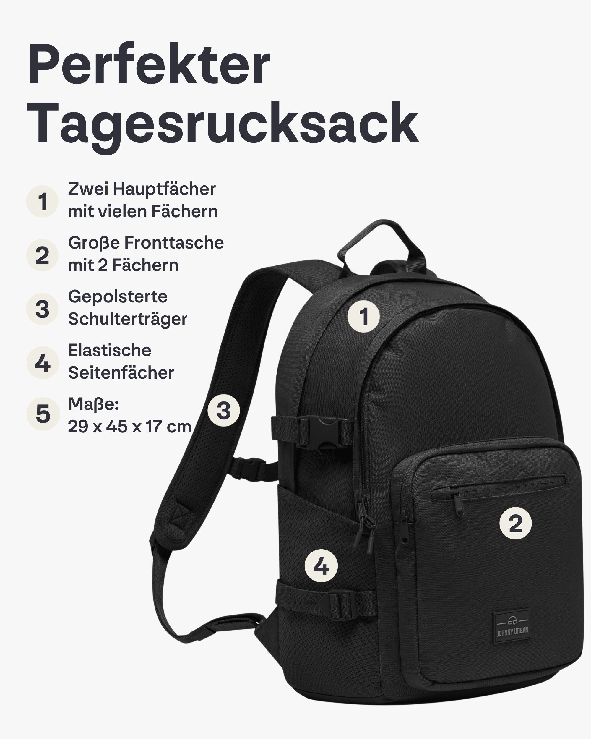 Johnny Urban Schulrucksack Lian Schulrucksack für Mädchen & Jungen (1-tlg), Funktionaler Rucksack für die Schule, Wasserabweisend