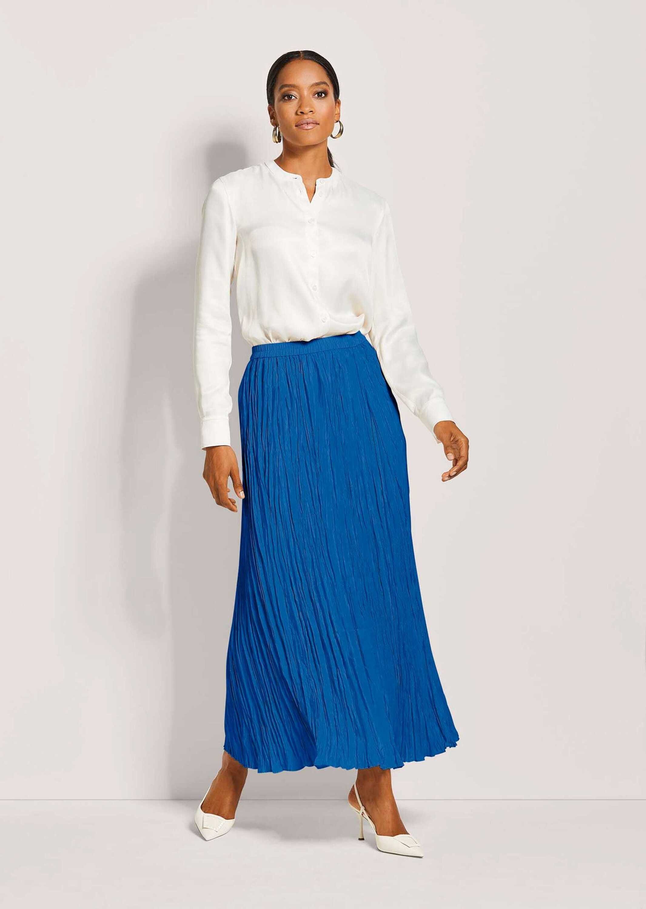 MADELEINE Maxirock Maxi-Rock mit Crash-Plissee Langer Rock mit Saumkante und Komfortbund