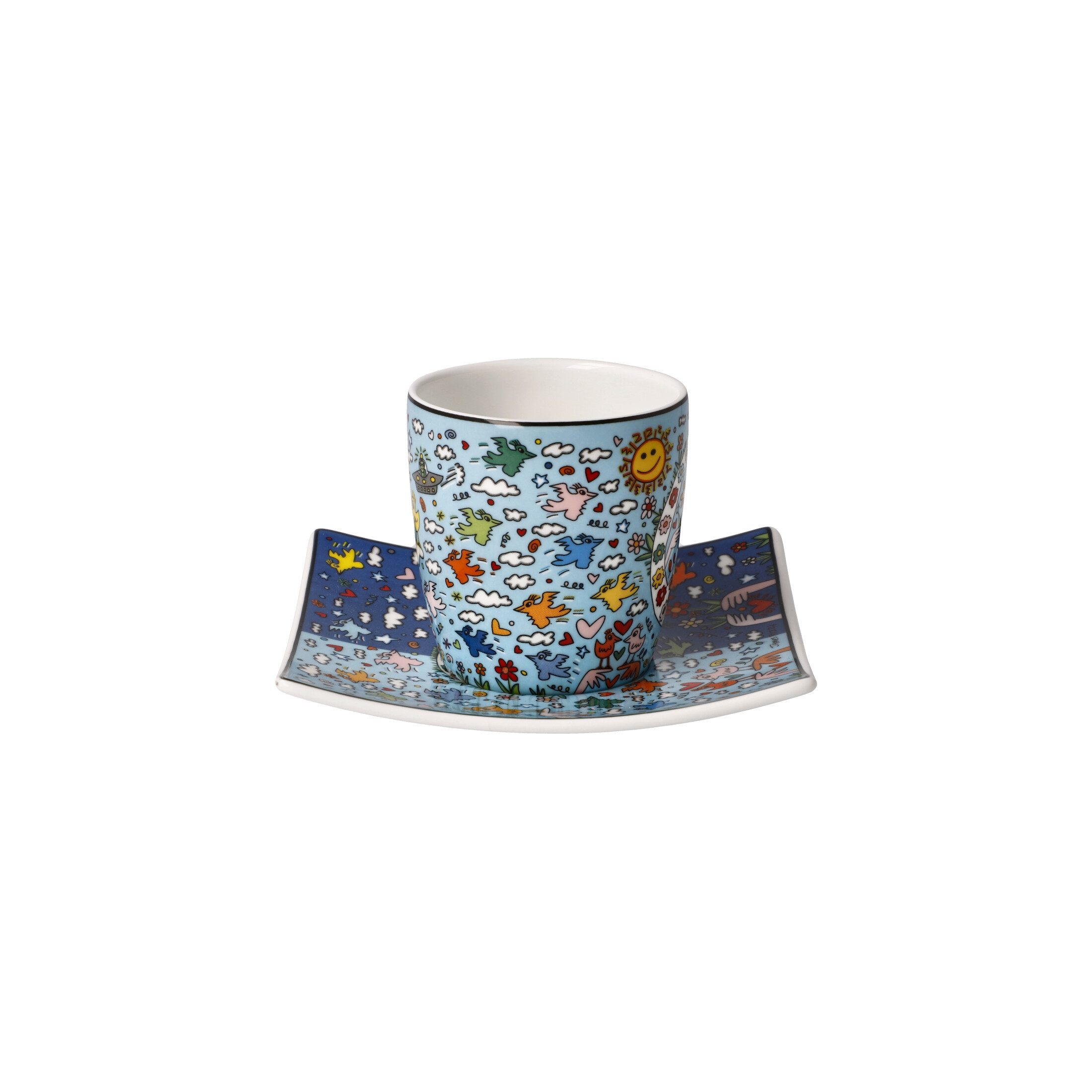 Goebel Espressotasse James Rizzi, Porzellan, Spülmaschinengeeignet, Mehrfarbig, Give Peace a Chance, H: 6.5cm