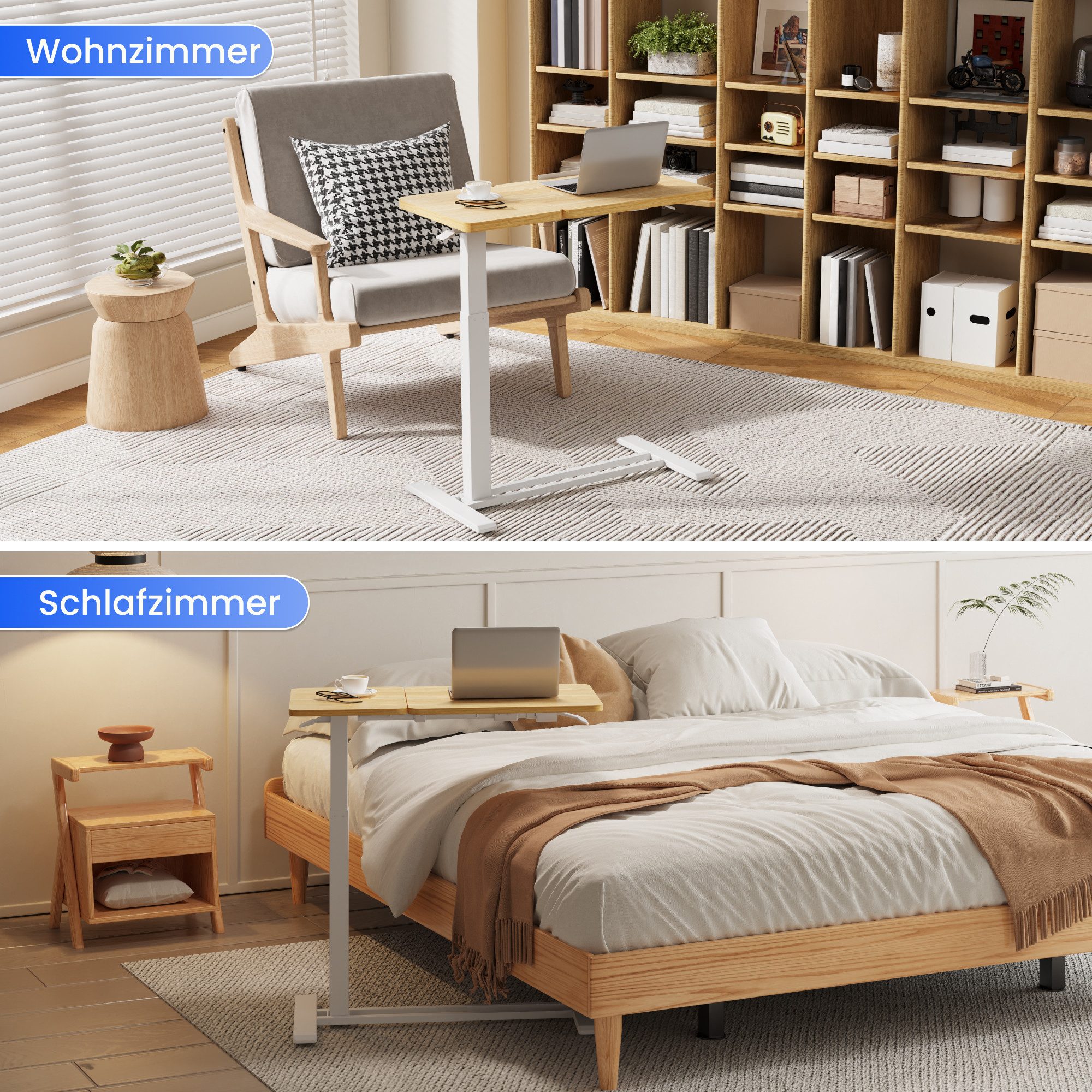 FLEXISPOT Beistelltisch Höhenverstellbar Betttisch, Laptoptisch (C-Form, ideal für Sofa, Bett & Lesestunden, mit stufenloser Höhenverstellung), mit neigbarer Ti – Bild 5 von 5