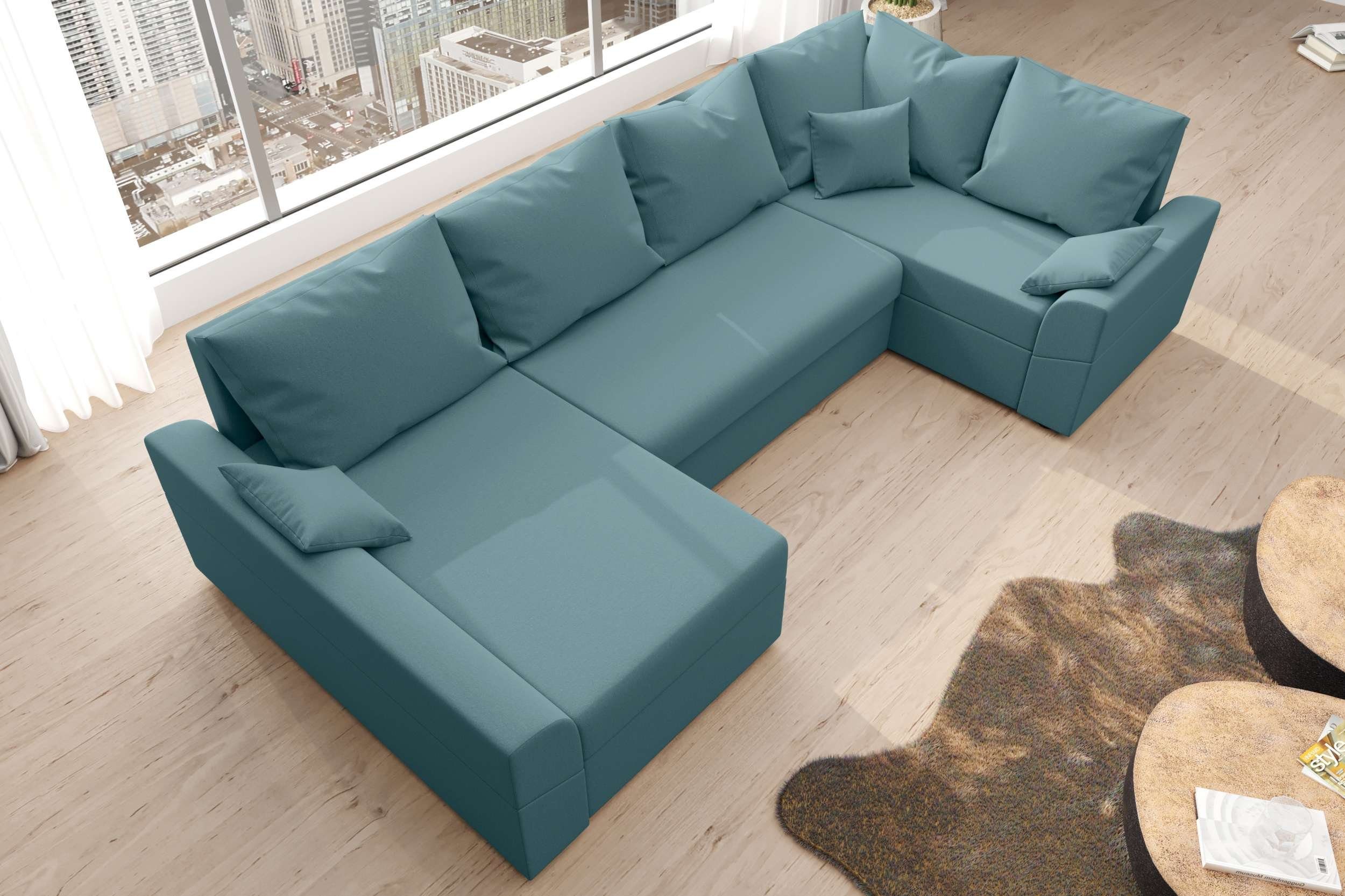 Stylefy Wohnlandschaft Bailey, U-Form, Eckcouch, Sofa, Sitzkomfort, mit Bettfunktion, mit Bettkasten, Modern Design