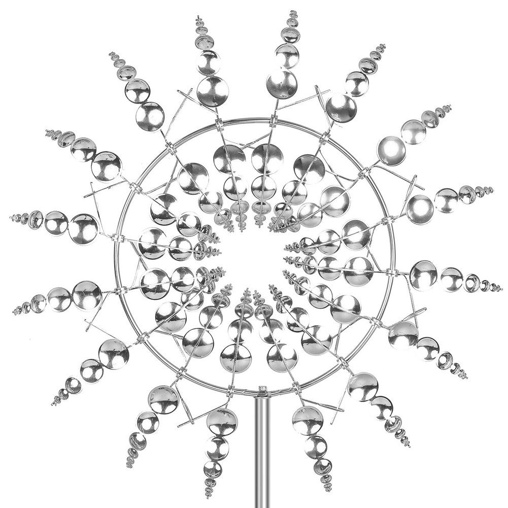 (1 St), Silber Wind Wind Magische Orbeet Rasen Outdoor Windmühle Metall Gartenfigur Windfänger, für Catcher Garten Spinner Wind Spinners