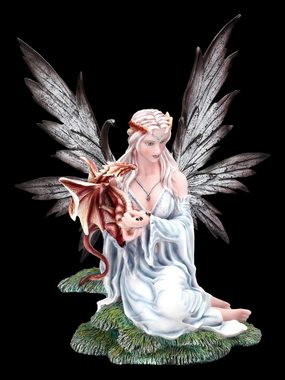 Figuren Shop GmbH Fantasy-Figur Elfen Figur Tagaria mit rotem Drachen - Fantasy Fee Dekofigur