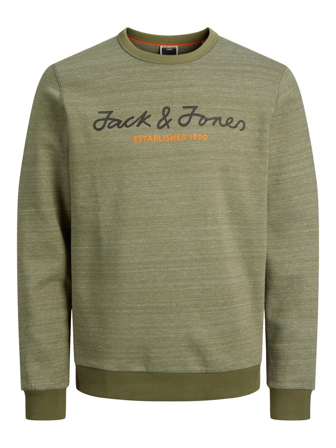 Material, & SWEAT angeraut, CREW Schnitt JCOBERG normaler Logodruck, Jones weiches Sweatshirt innen Jack
