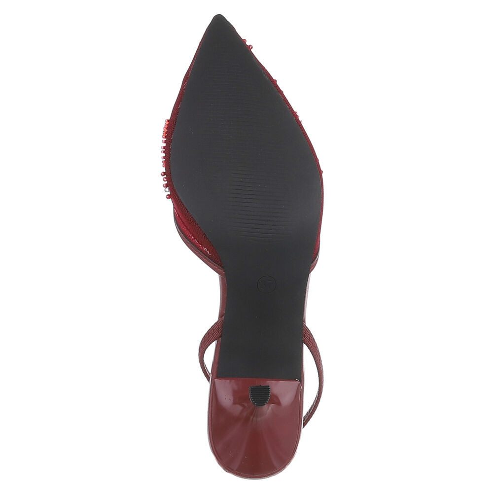 Ital-Design Damen Slingback-Pumps mit Perlenstickerei & High Heel Schnürpumps (92214490) Pfennig-/Stilettoabsatz Pumps in Bordeaux