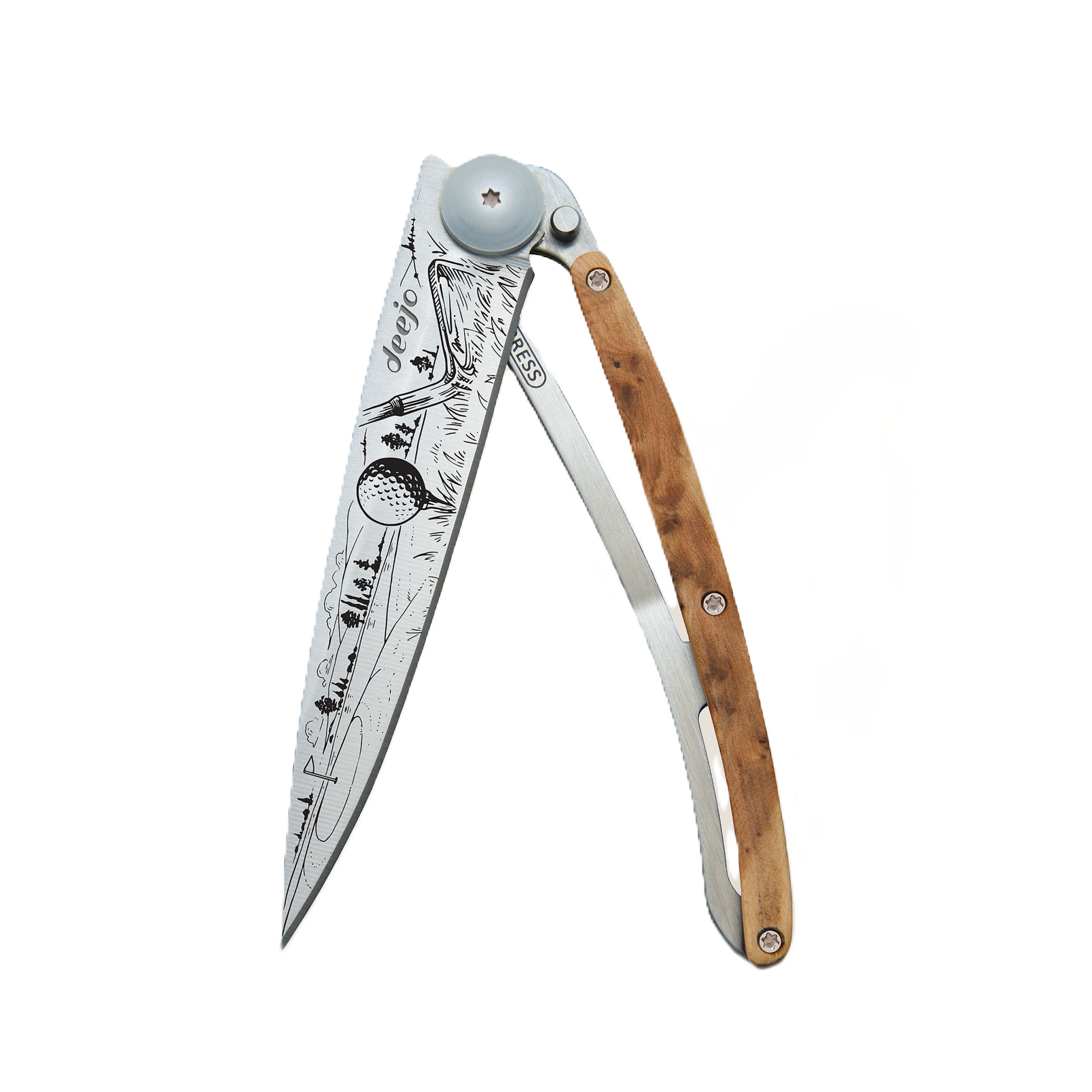 Deejo Taschenmesser ? ultraleichtes Klappmesser 37g ? Edelstahl ? Messer mit Wacholderholz