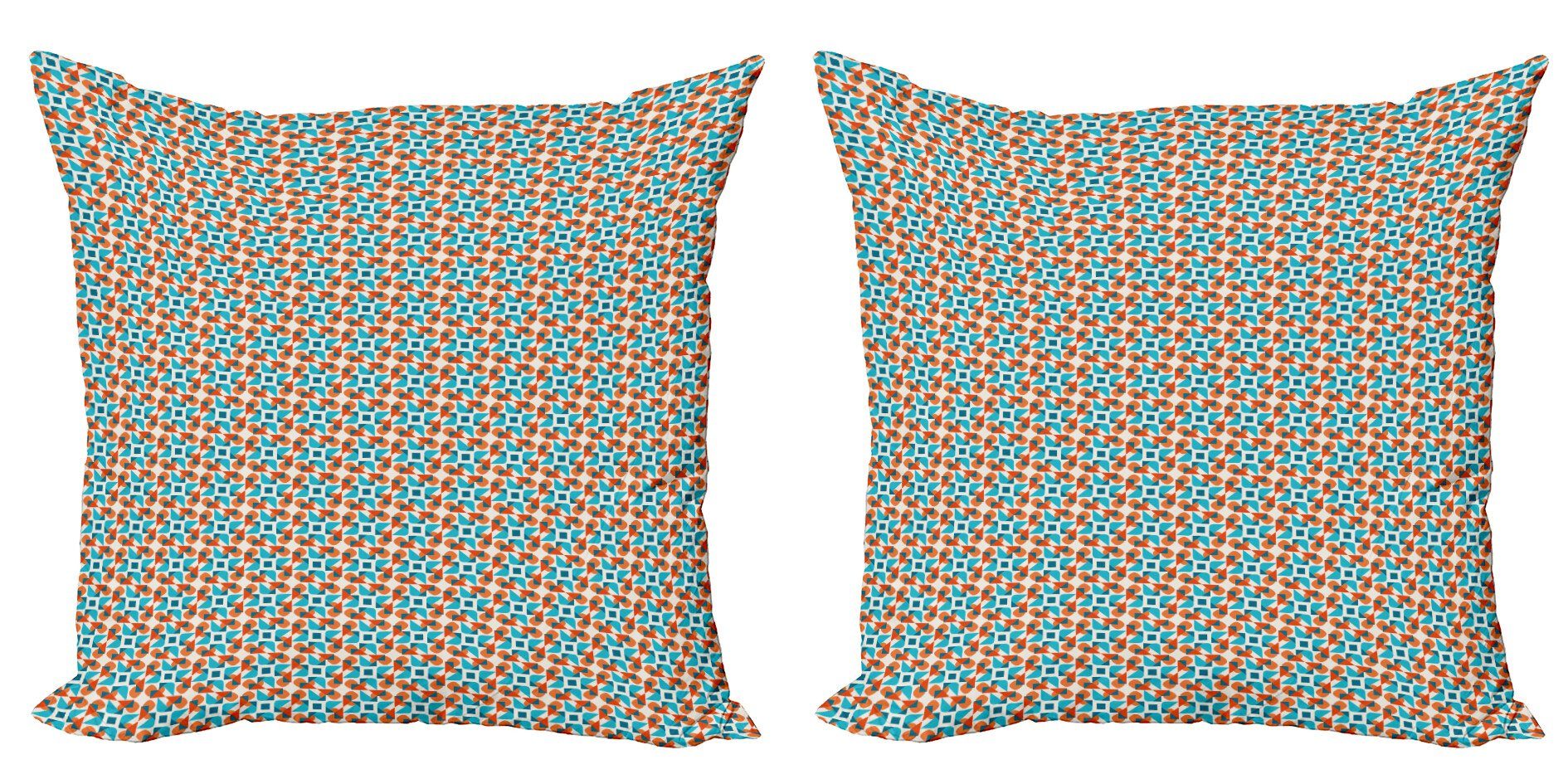 Kissenbezüge Modern Accent Doppelseitiger Digitaldruck, Abakuhaus (2 Stück), Orange Blue Abgerundeten Dreiecks-Platz