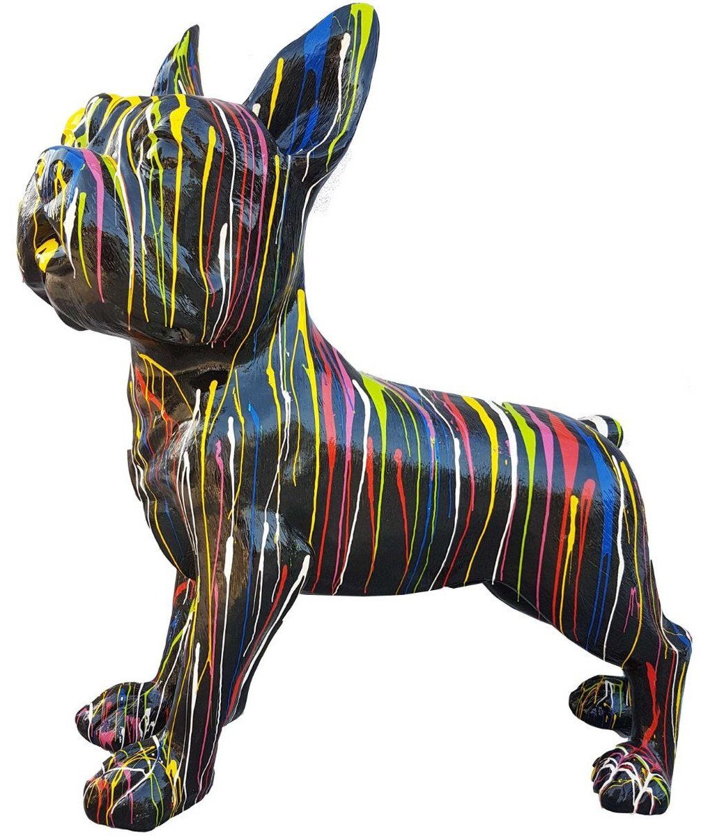 Dekofigur Hund Schwarz H. Padrino Gartenfigur - 178 Riesige Gartendeko Designer Skulptur - Bulldogge cm x Mehrfarbig / Deko Skulptur 178 - Casa