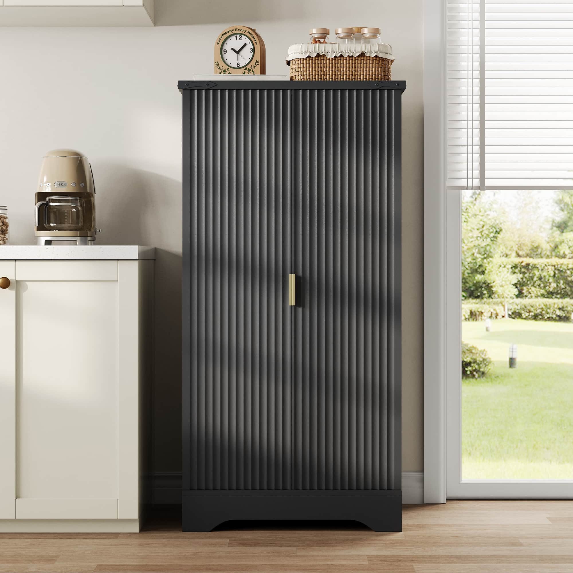 ANYSUN Mehrzweckschrank Vorratsschrank Küchenbuffet mit LED,Küchenschrank&Mehrzweckschrank Vorratsschrank Küche mit verstellbaren Böden & viel Stauraum