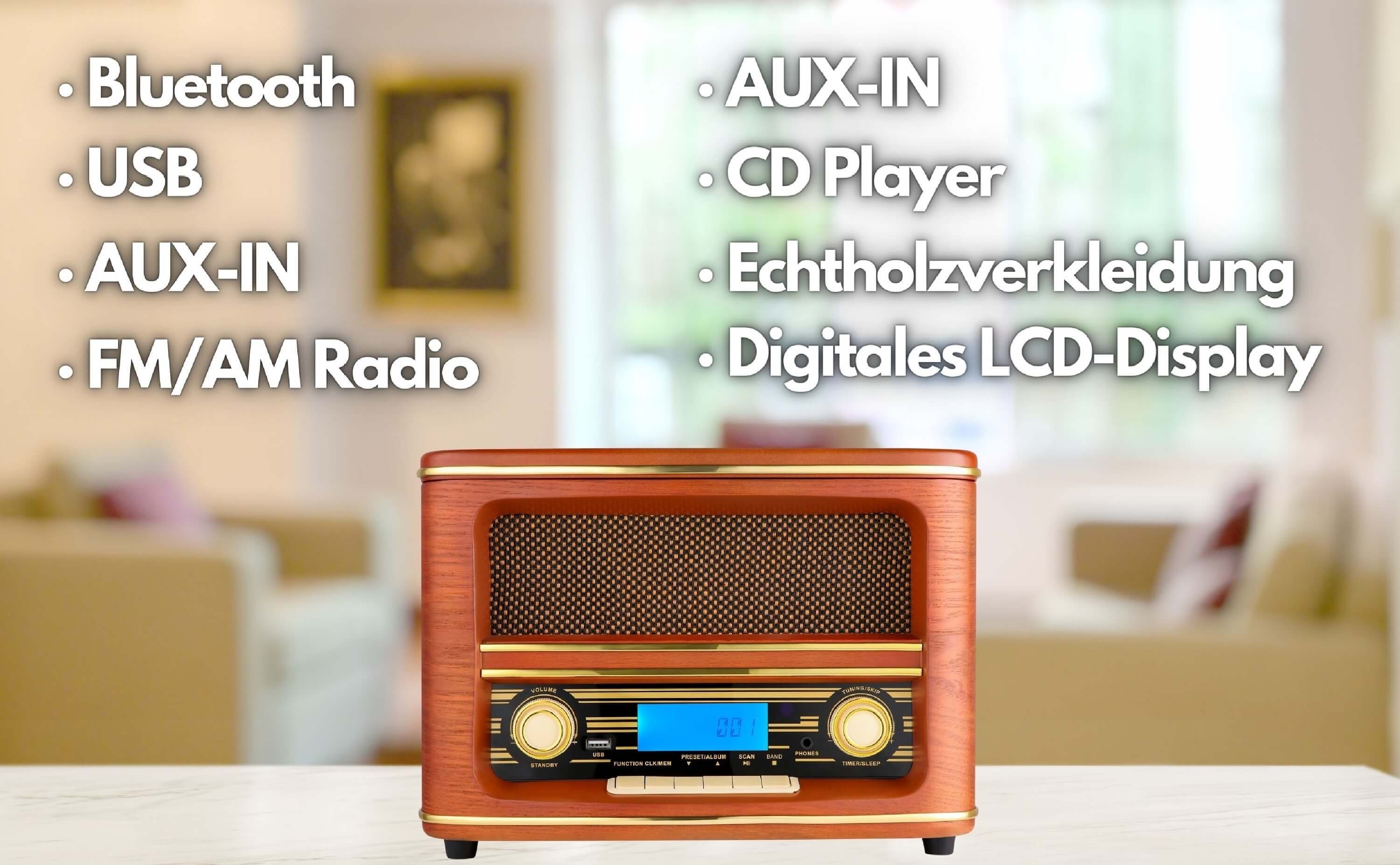 Cyberlux CL-3050 Multifunktionsspieler (keins, Bluetooth, Retrodesign, LCD-Display, Bluetooth) – Bild 2 von 5