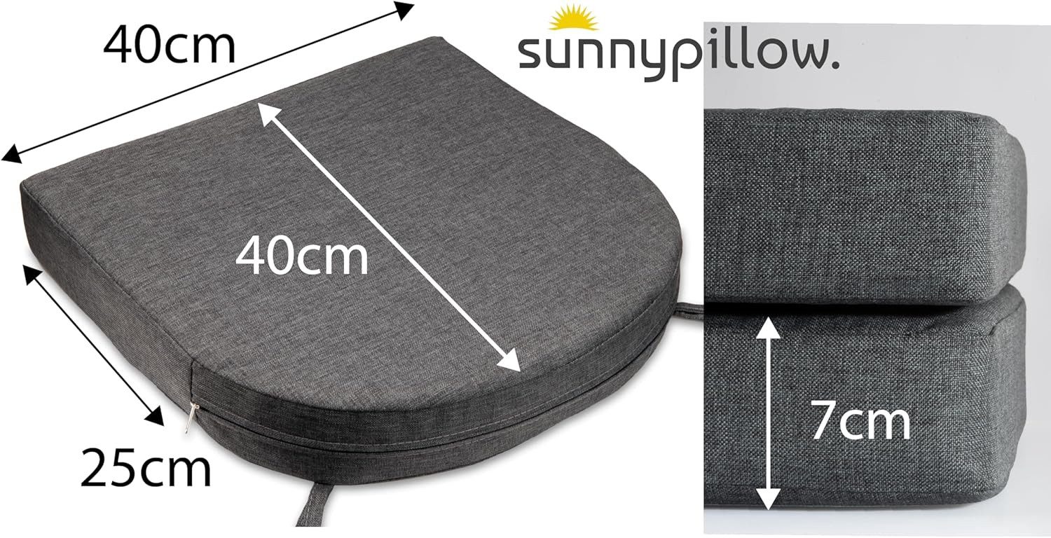 sunnypillow Stuhlkissen 2er Set Stuhlkissen 40 x 40 cm, zylindrische Form, "HAVANA", Anthrazit