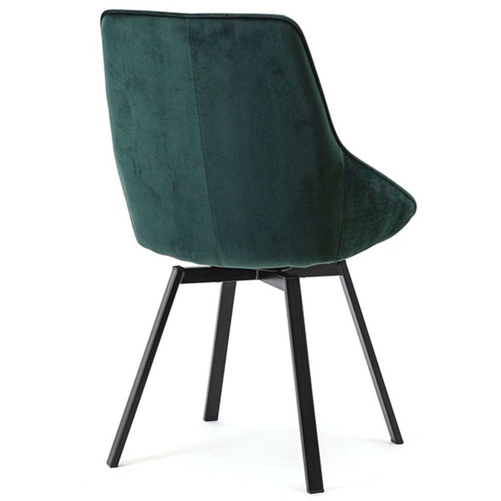 drehbar Stuhl Set ESTO grün Drehstuhl 2´er Maison Samt Esszimmerstuhl