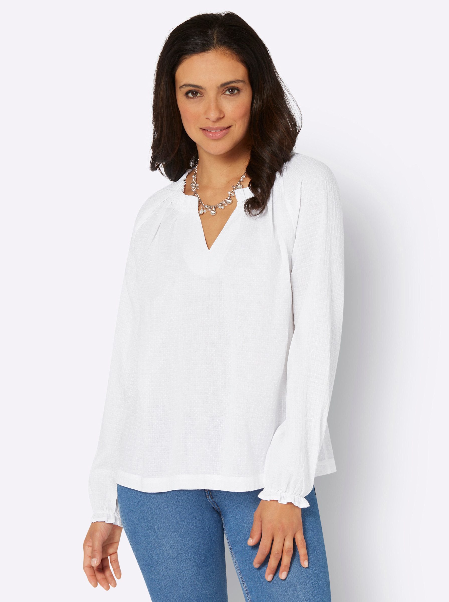 Klassische Bluse Schlupfbluse Langarm