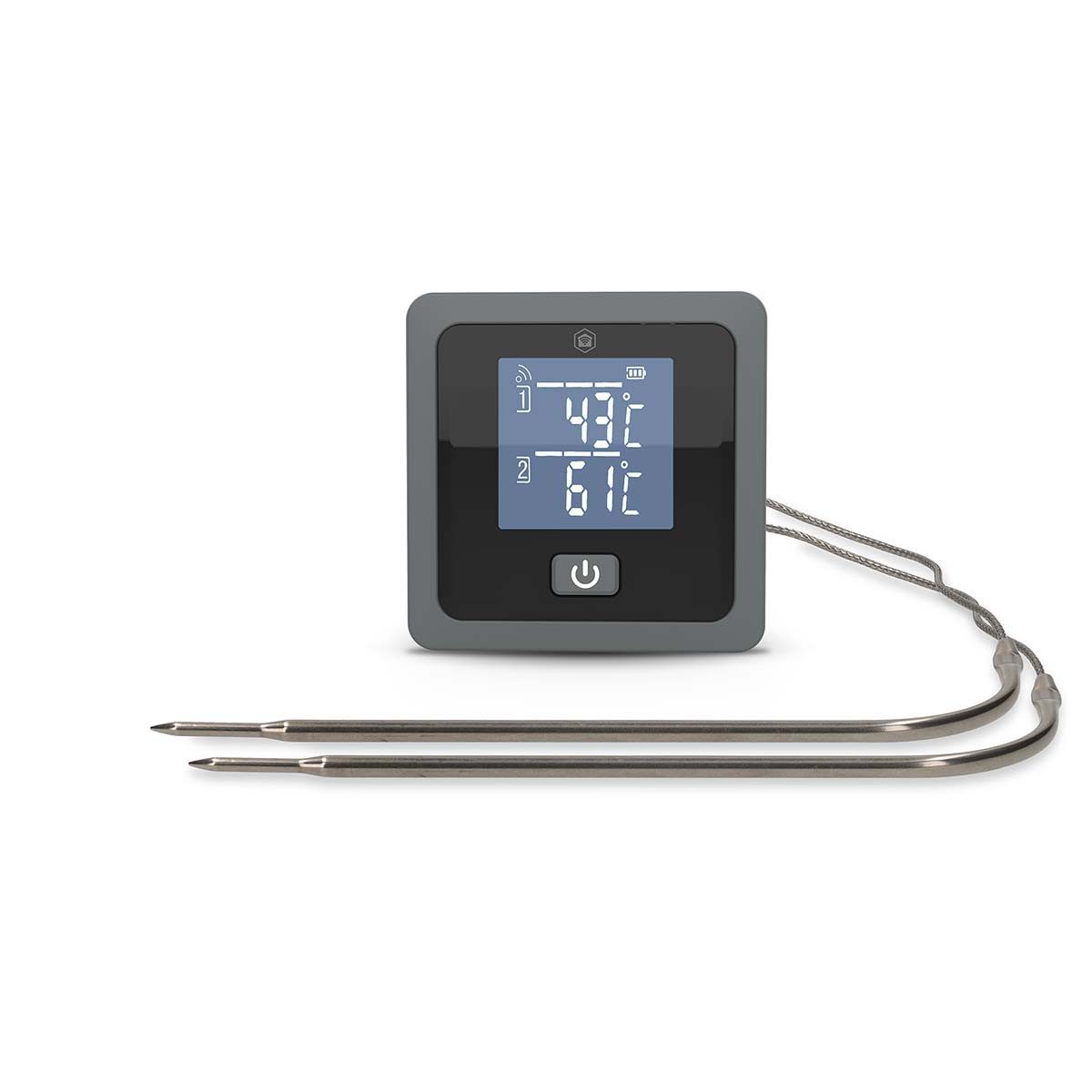 Nedis Grillthermometer BTKAT10GY, 1-tlg., Bluetooth, zwei Sonden, App-Benachrichtigung für Temperaturkontrolle.