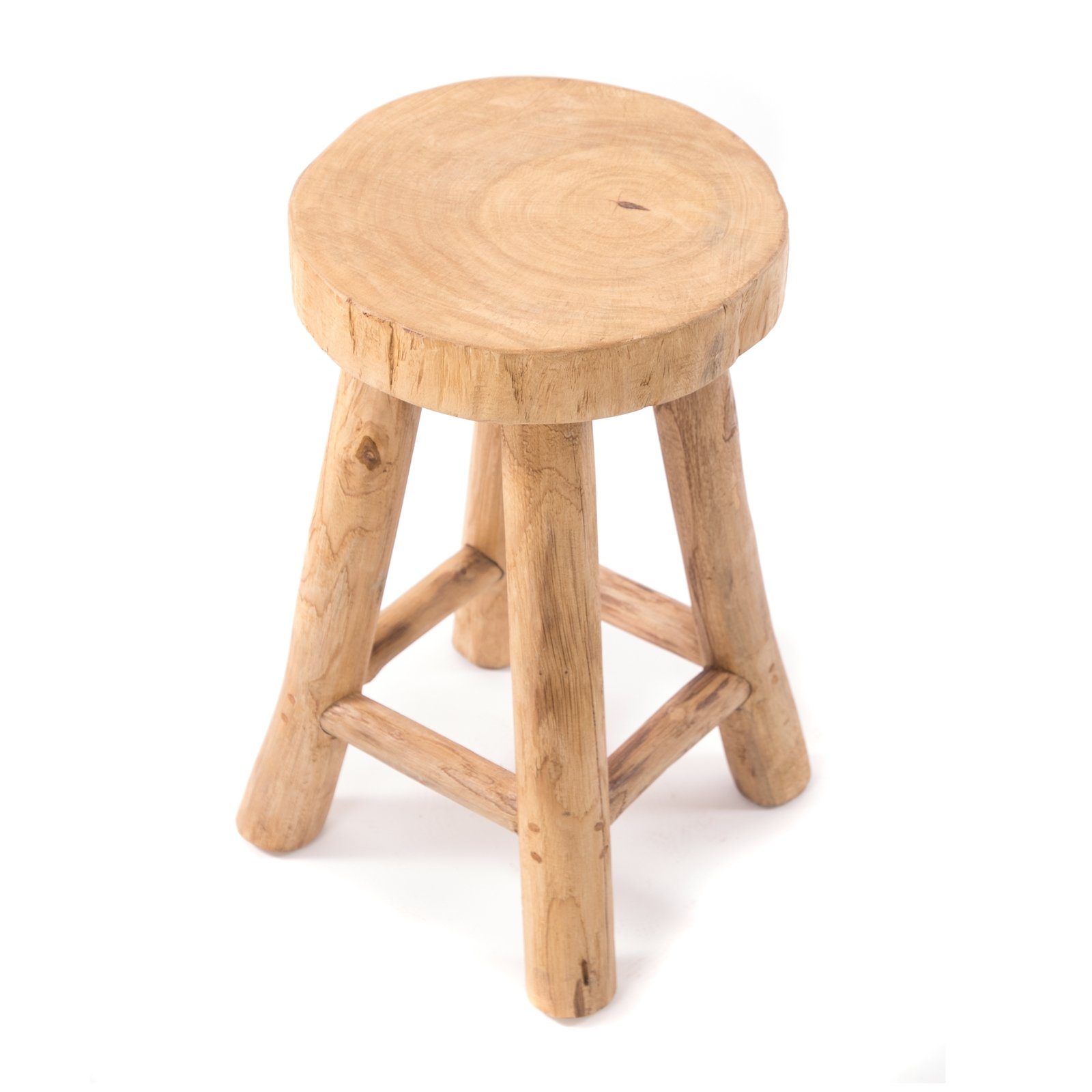 DESIGN DELIGHTS Hocker RUNDER HOCKER "PINTO", Holz massiv, 50x30 cm, Natur Schemel, Pflanze