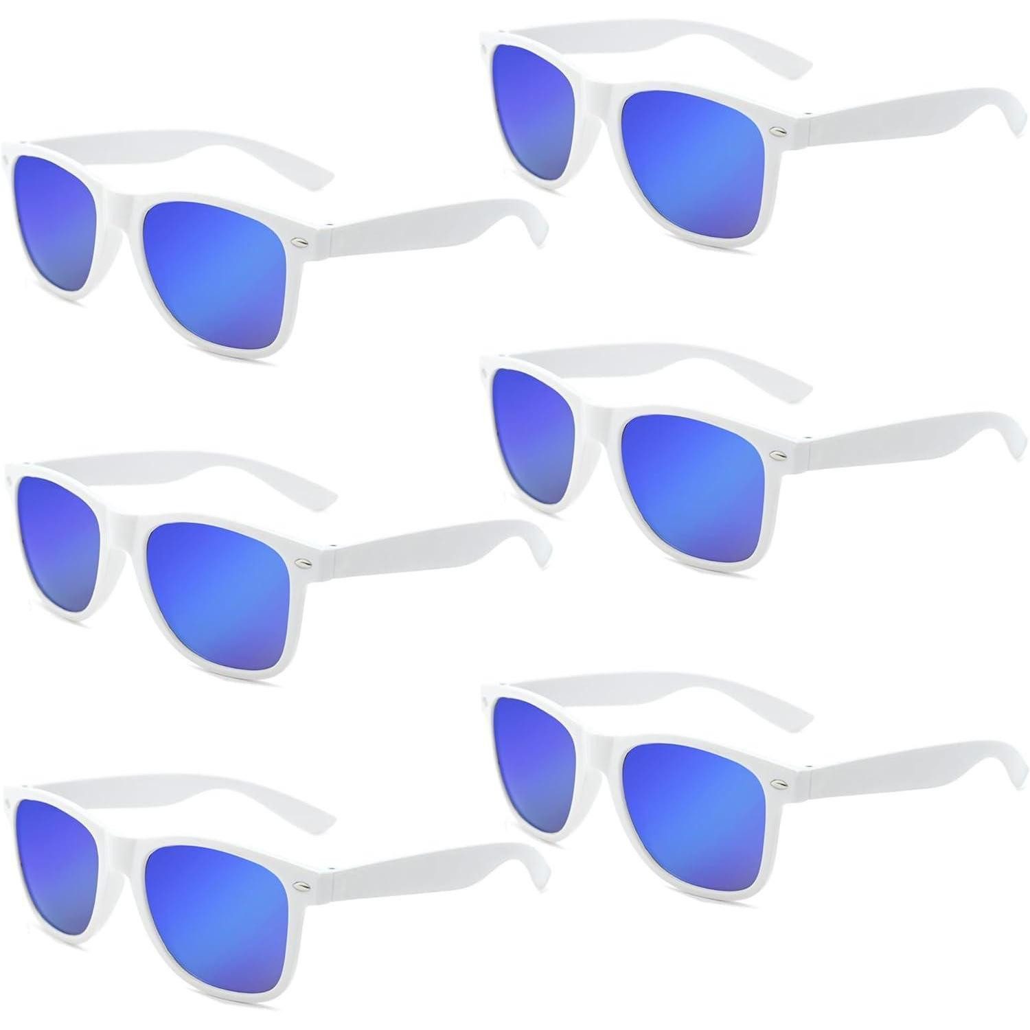 LuxusKollektion Retrosonnenbrille Sonnenbrillen 6er Set Neon Vintage Party Herren Damen White-blue Lens