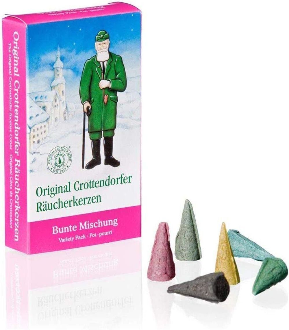 Crottendorfer Räucherkegel 10 Päckchen Räucherkerzen - 5 x Bunte Mischung, 5 x Adventsduft