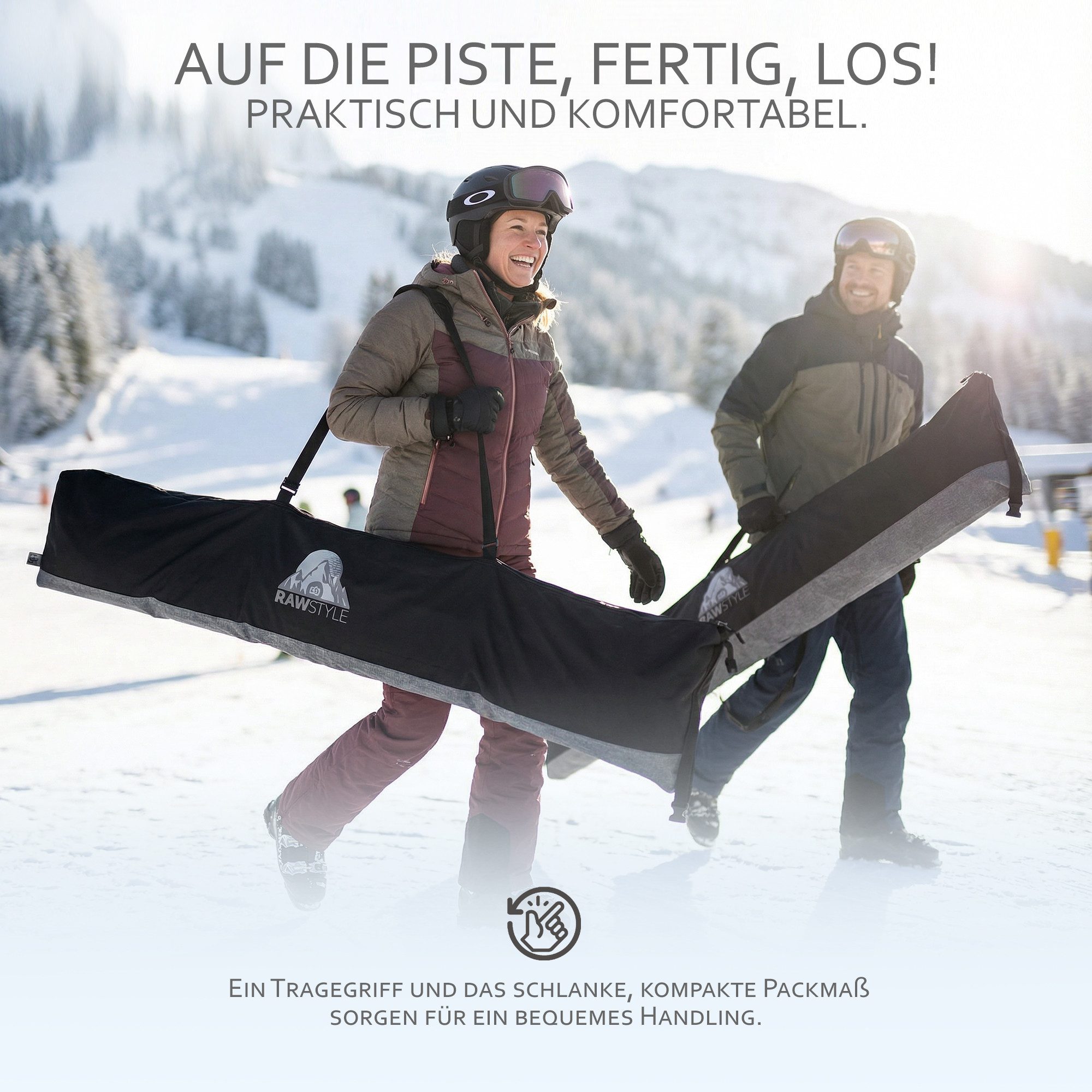 BambiniWelt by Rafael K. Skitasche Skitasche Rolltop Skisack 120-190cm wasserdicht Schultergurt, Rolltop-System für Skilängen von 120 bis 190 cm