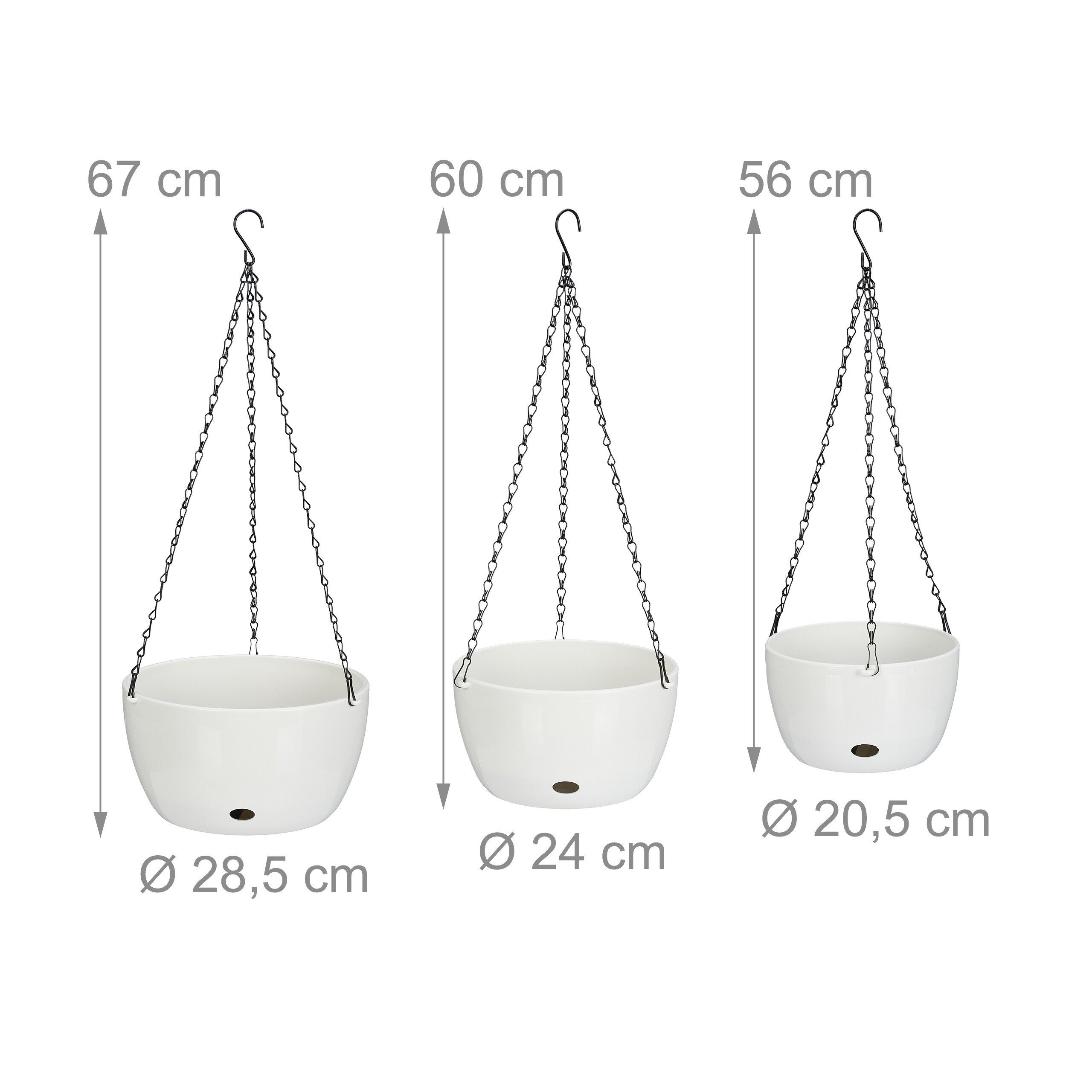 relaxdays Blumenampel mit Wasserspeicher 3er Set (3 St) – Bild 4 von 5