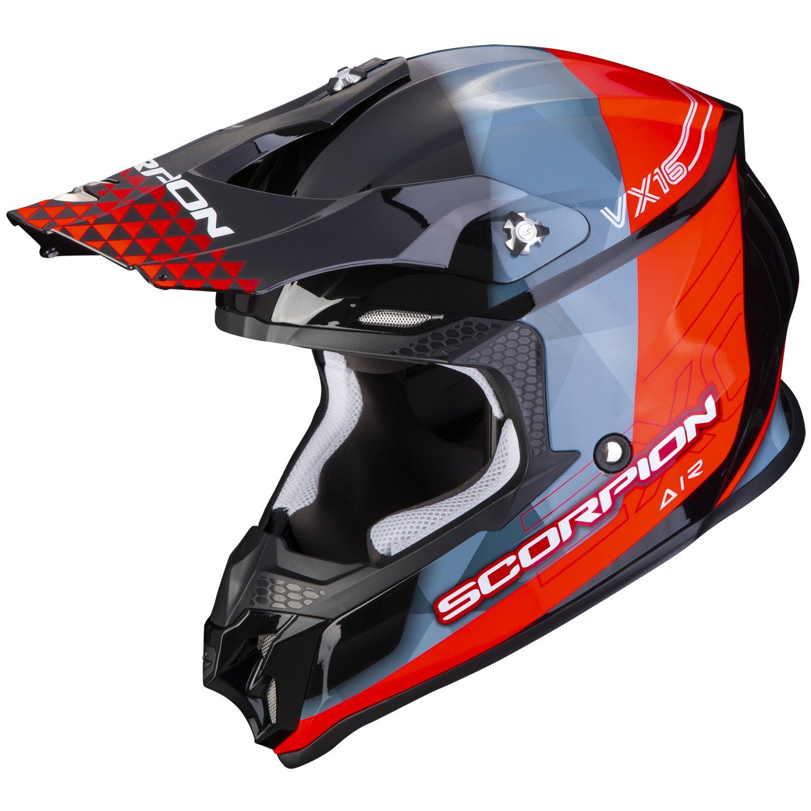Motorradhelm Scorpion VX-16 Air Gem Crosshelm Schwarz / Rot