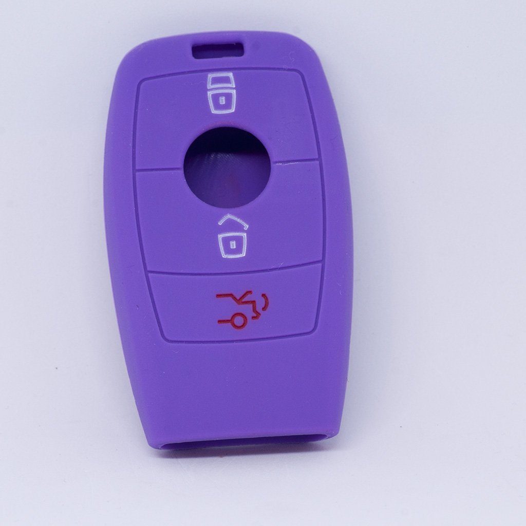 mt-key Schlüsseltasche Autoschlüssel Softcase Silikon Schutzhülle Lila, für Mercedes Benz E-Klasse W213 S213 C238 A238 3 Tasten KEYLESS