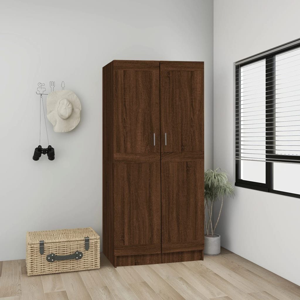 vidaXL Kleiderschrank Kleiderschrank Braun Braune Holzwerkstoff (1-St) Eiche 82,5x51,5x180cm Eichen-Optik