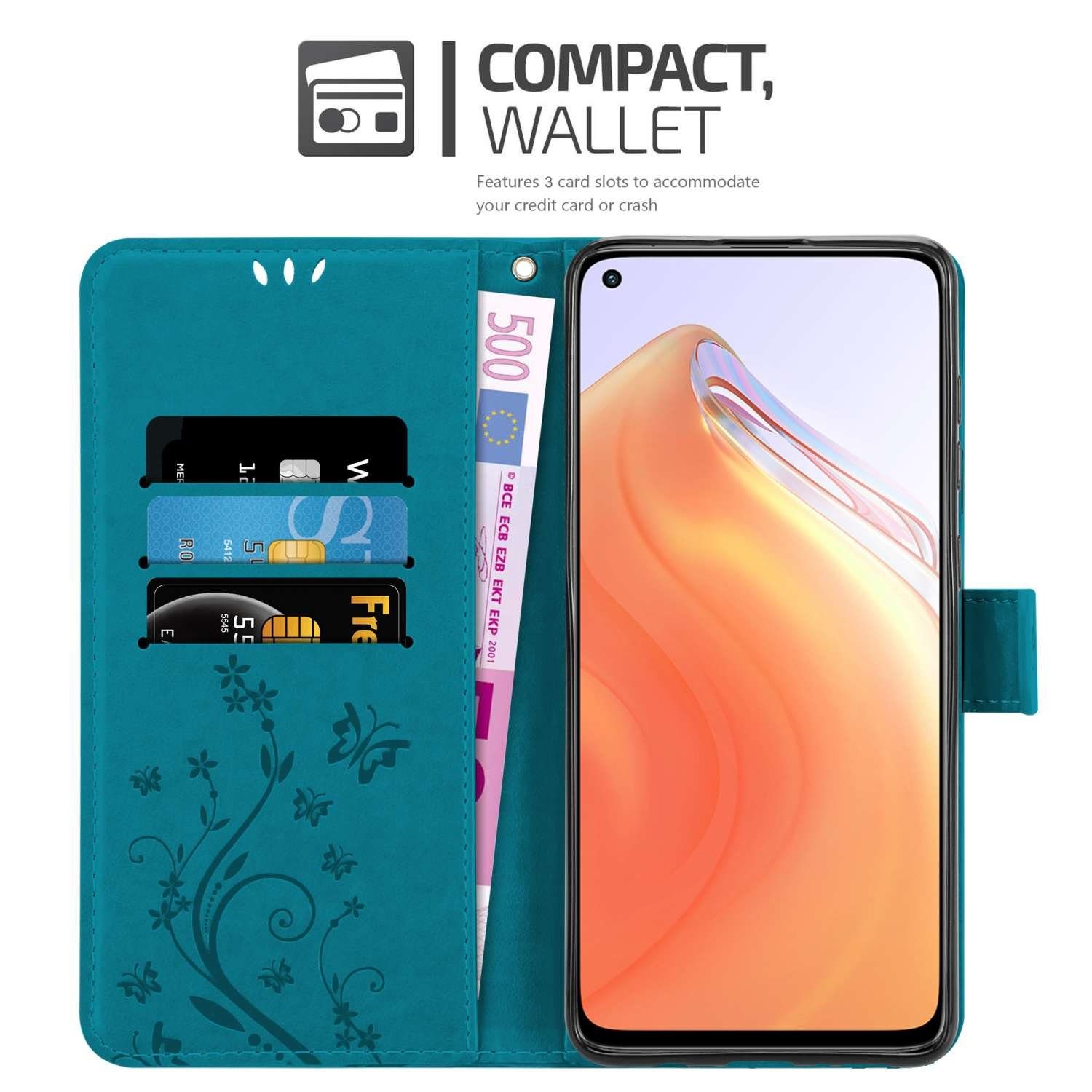 Cadorabo Handyhülle für Xiaomi Mi 10T / Mi 10T PRO Hülle Xiaomi Mi 10T / Mi 10T PRO, Hülle Schutzhülle Blumen Flower mit Standfunktion Kartenfach Magnet