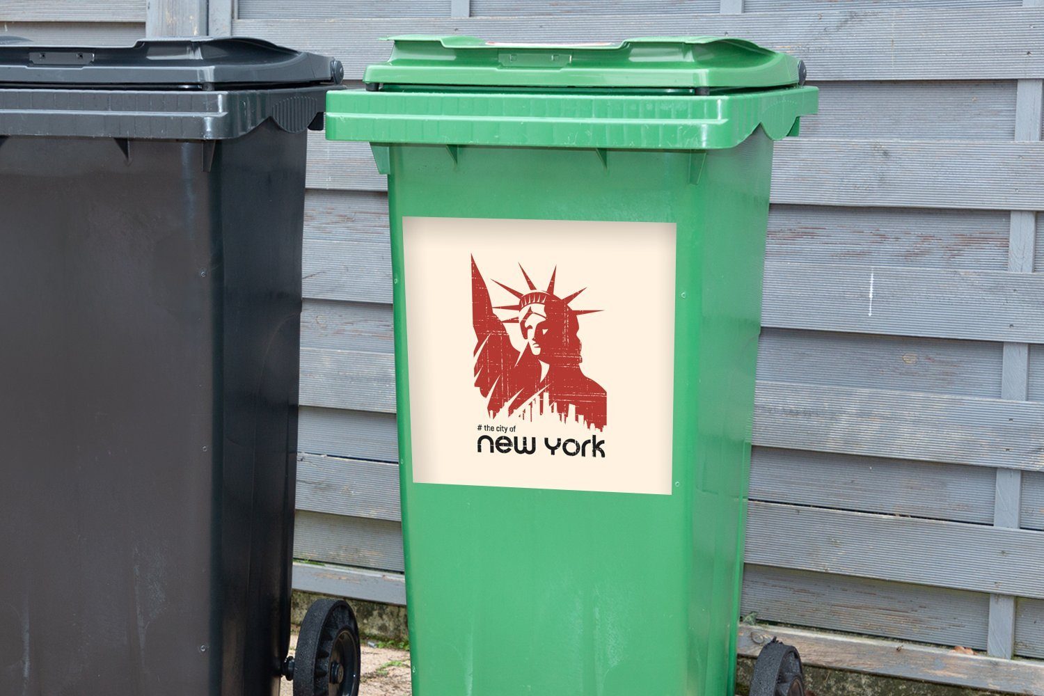 MuchoWow Wandsticker Freiheitsstatue - Rosa Mülltonne, Sticker, Abfalbehälter St), (1 York - Mülleimer-aufkleber, New Container