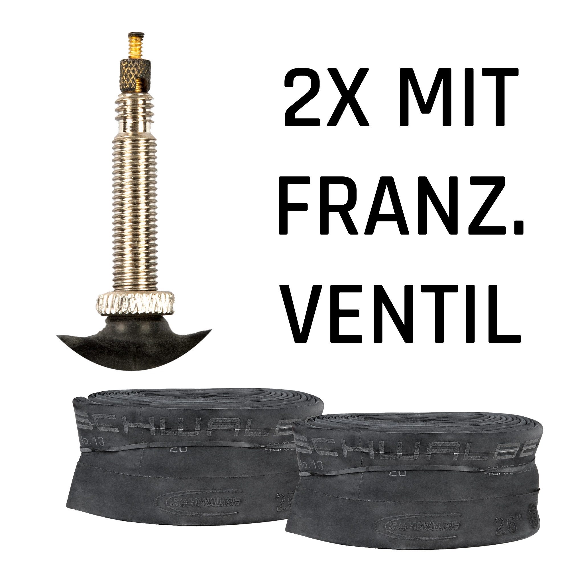 Schwalbe Fahrradschlauch, 700c, (Doppelpack, 2-St), Fahrradschlauch 12 - 29 Zoll Auto Schrader Französisches Ventil