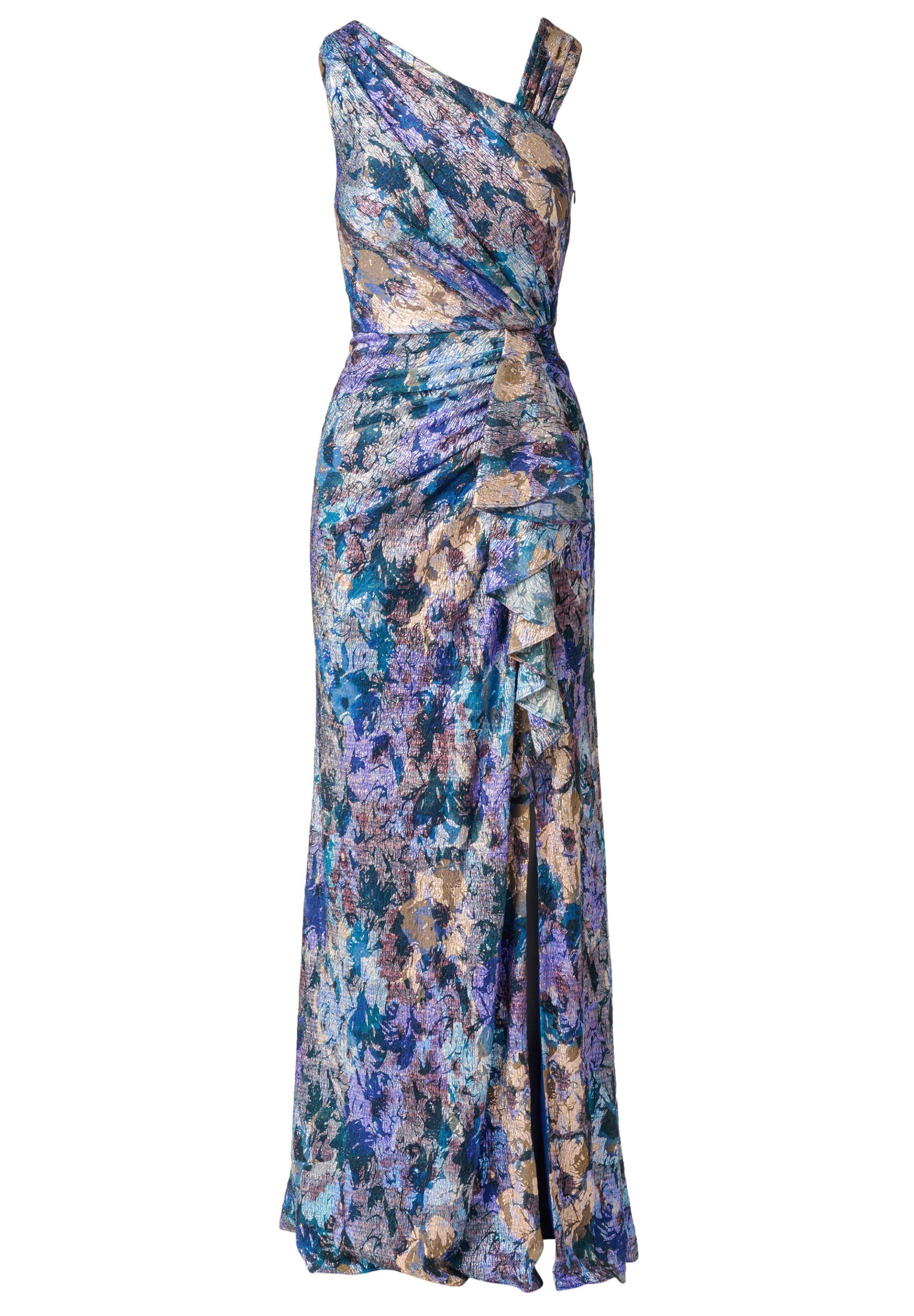 Adrianna Papell Abendkleid Metallic Crinkle Mesh Gown Schimmerndes und strukturiertes Abendkleid