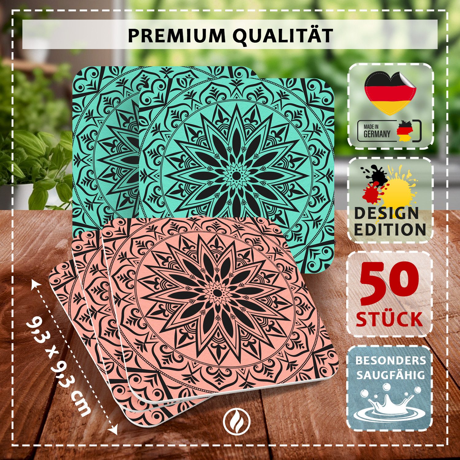 50x Bierdeckel 'Schön, Dass Du Da Bist' – Florale Untersetzer Für Hochzeit, Gartenparty & Geburtstag