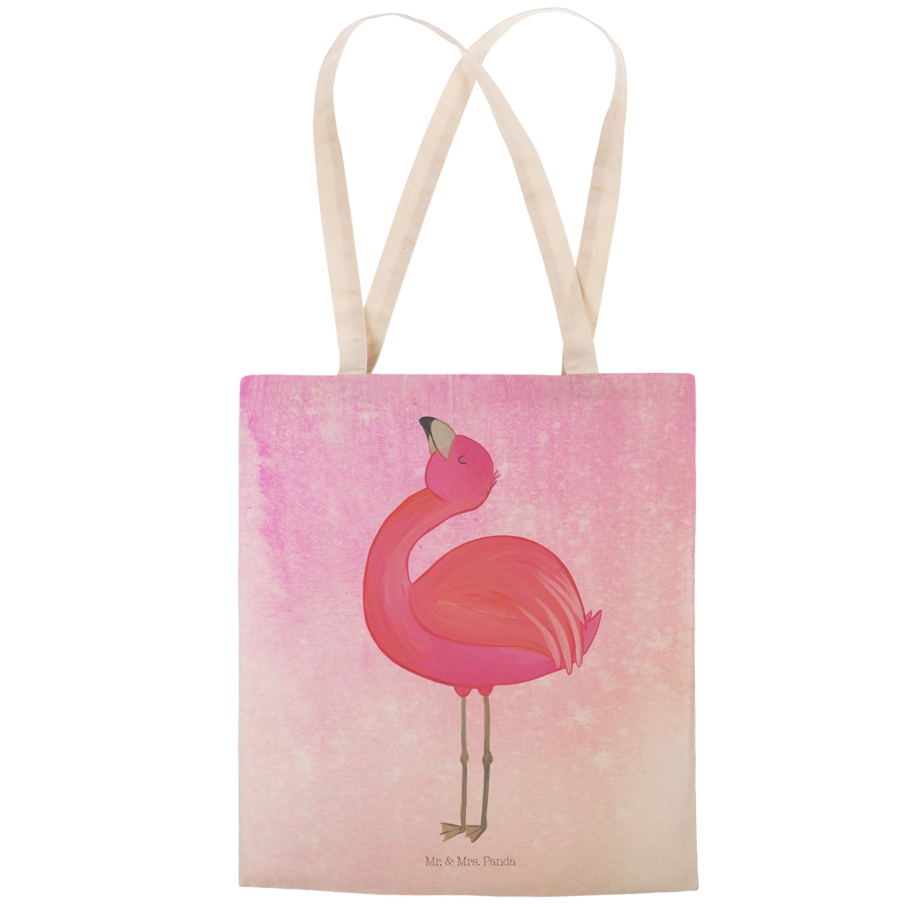 stolz Flamingo - Mr. - Geschenk, (1-tlg) Tragetasche, Tragetasche Aquarell Panda zu glücklich, Mrs. & Pink