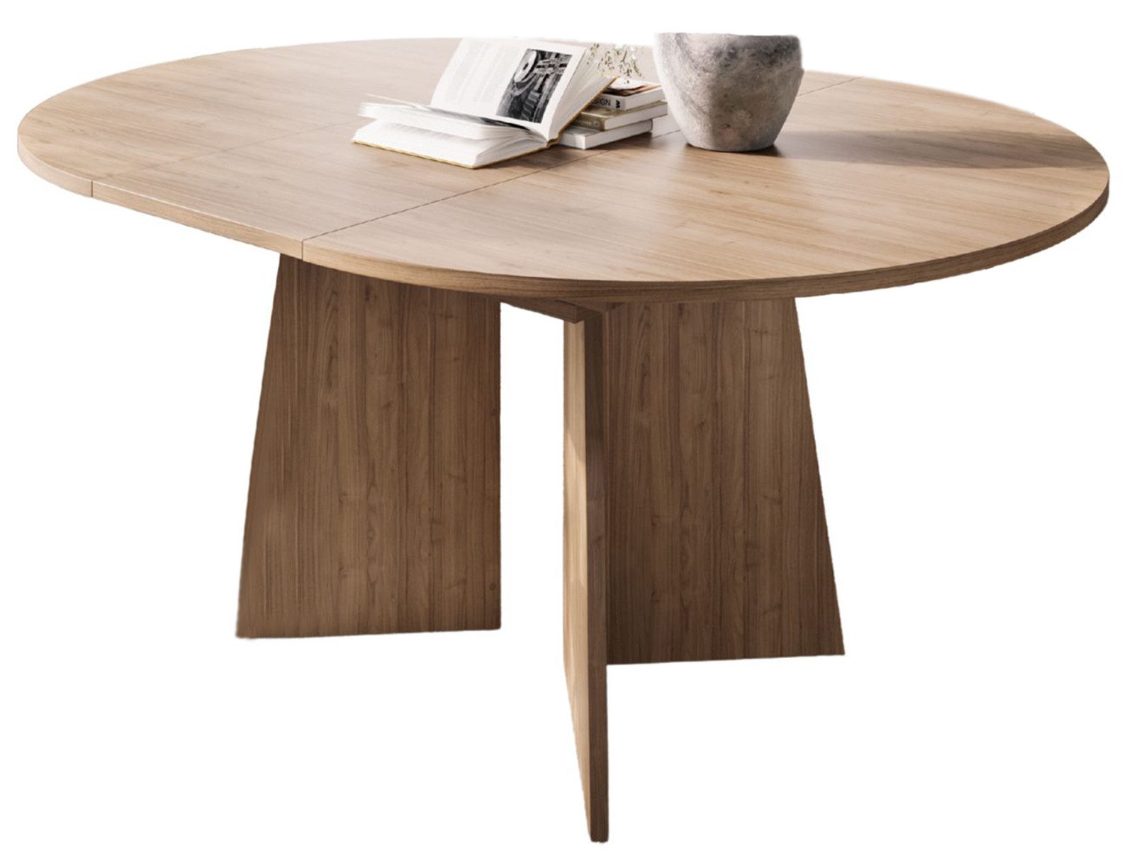 Compleo Esstisch ausziehbarer 120-160 cm, Esszimmermöbel, Nussbaum (MADE IN EU), Klassik/Japandi Design, Küchentisch
