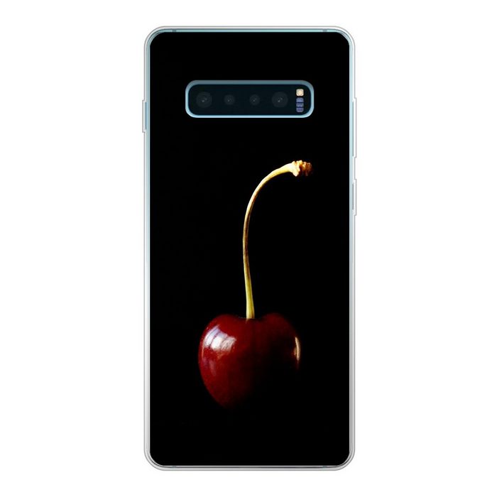 MuchoWow Handyhülle Kirsche - Schwarz Phone Case Handyhülle Samsung Galaxy S10+ Silikon Schutzhülle FN11382