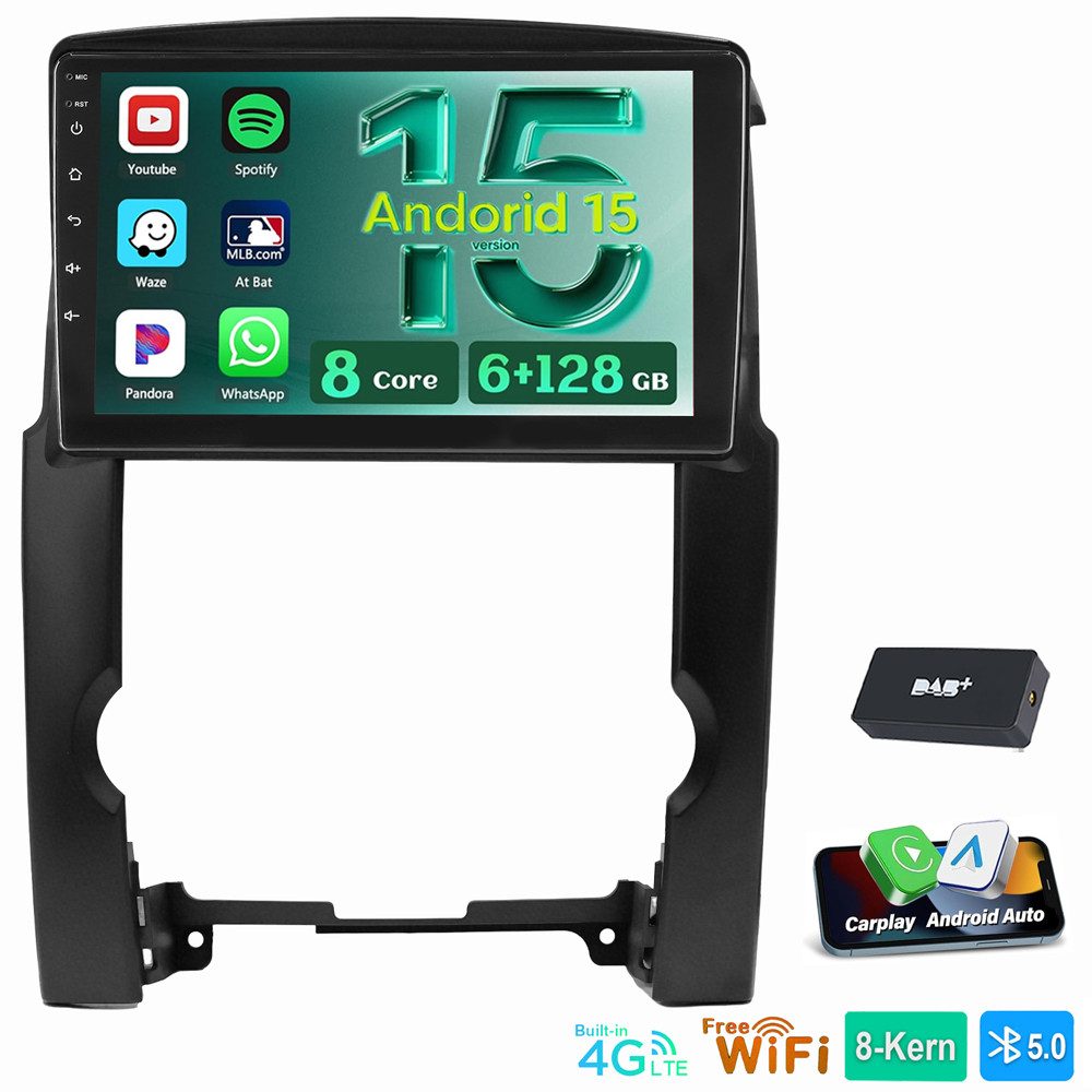 ESSGOO Für KIA Sorento II XM 2009-2013 Android 15 6+128G 4G LTE Autoradio (RDS, Digitalradio (DAB), FM, AM, Apple Carplay Android Auto 4G LTE DSP SWC)