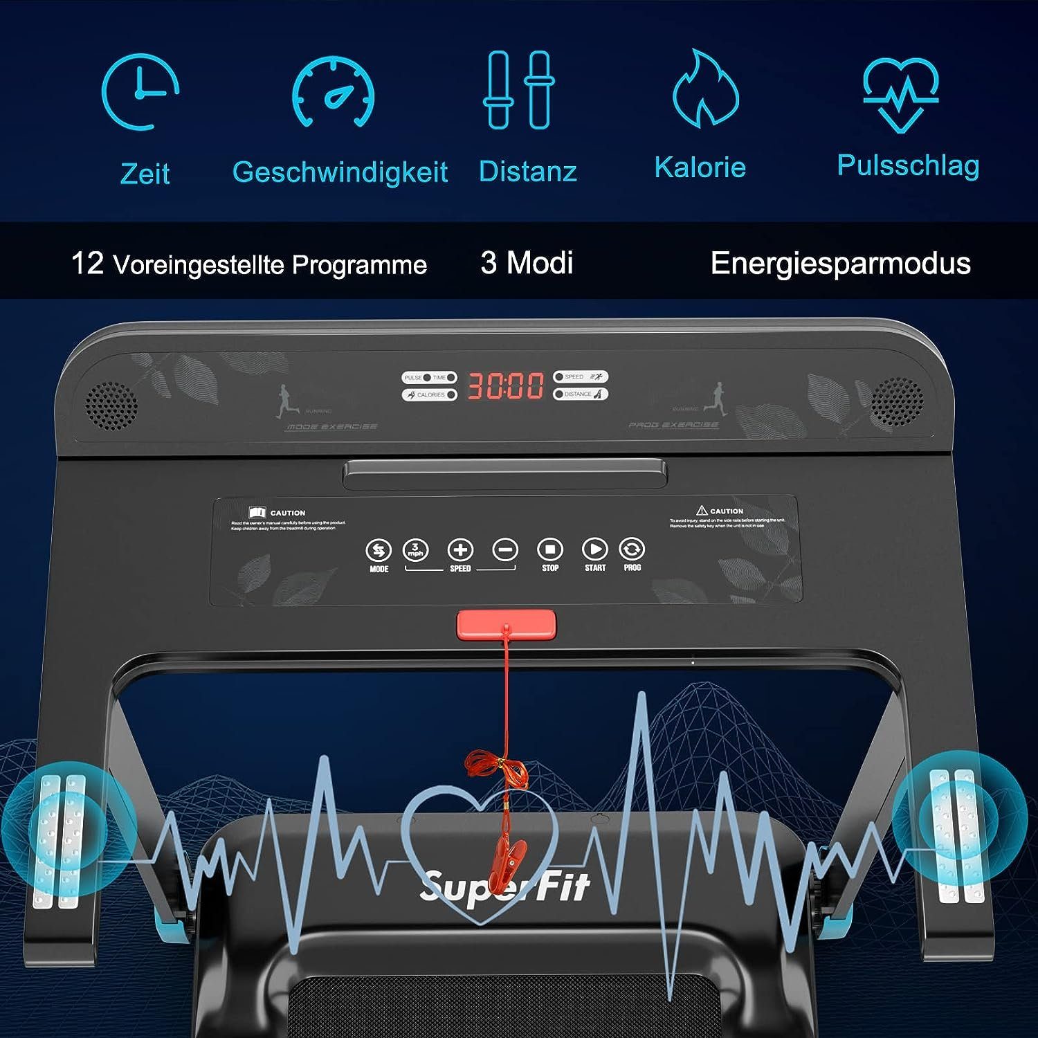 KOMFOTTEU mit 12 voreingestellten rot Programmen Laufband,