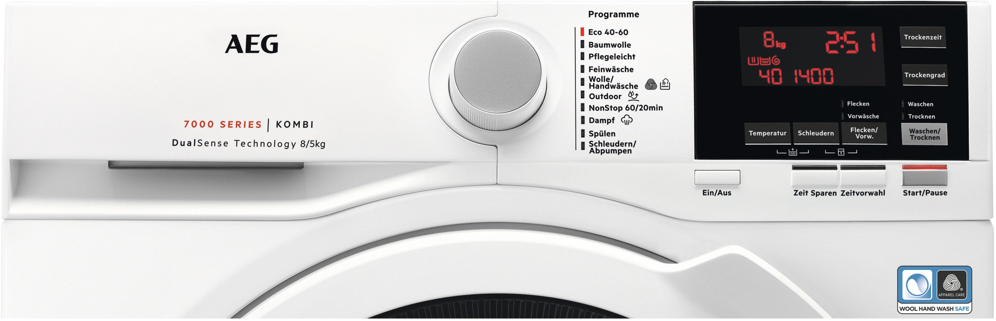 AEG Waschtrockner 7000 ProSteam® L7WBA60680, 8 kg, 5 kg, 1600 U/min, ProSteam® - Auffrischen mit Dampf, reduziert Falten in 25 Min. – Bild 2 von 5