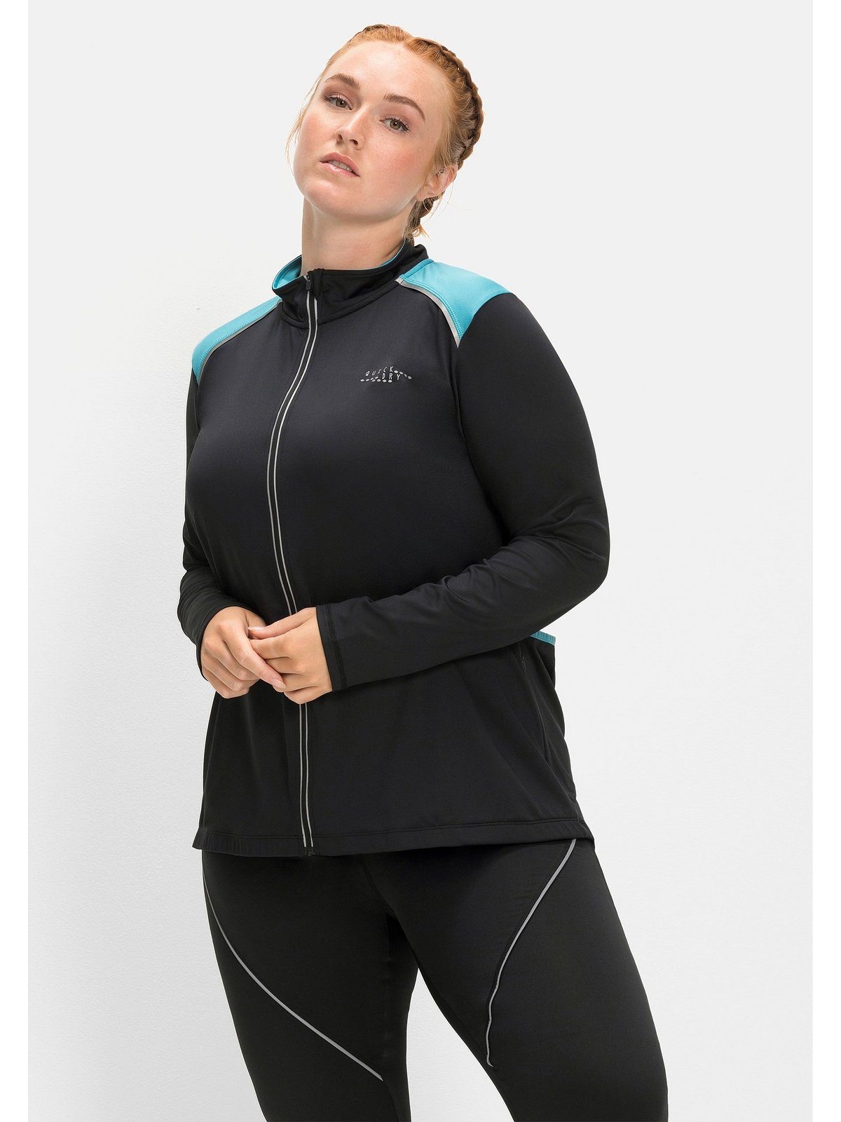 Sheego Sweatjacke Große Größen mit Funktionsmaterial Stehkragen, aus