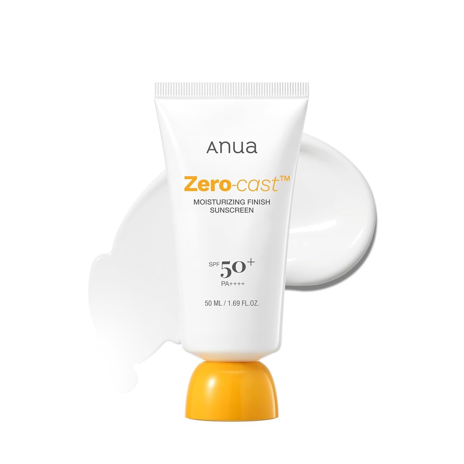 Anua Sonnenschutzcreme Zero-Cast Moisturizing Finish Sunscreen SPF 50 PA++++ 50ml –, Koreanischer Gesichtssonnenschutz, kein Weißschleier, Hyaluronsäure, Niacinamid, für alle Hauttypen, wasserresistent 80 Min
