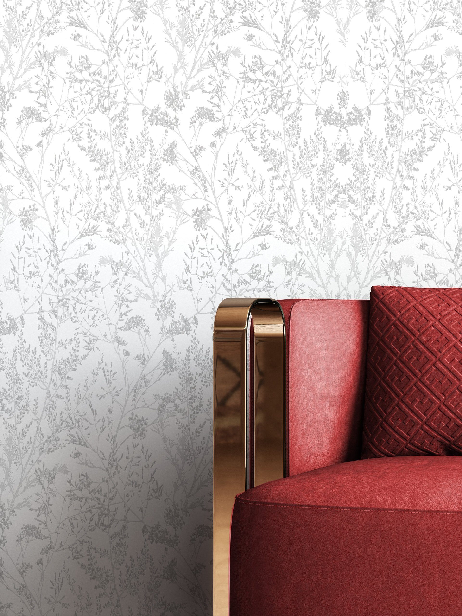Newroom Vliestapete, Grau Tapete Floral Leicht günstig online kaufen
