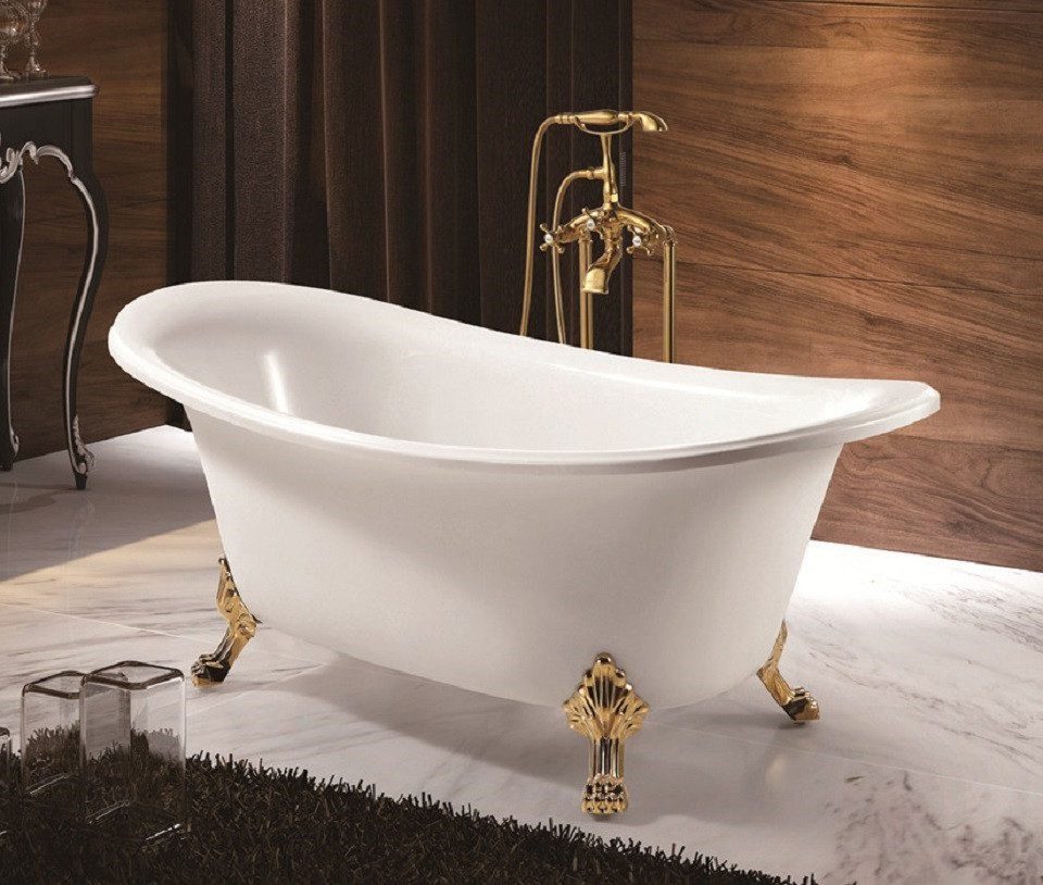Xlmoebel Badewanne Freistehende Badewanne Oval Gold Weiß mit modernem Design, (1-tlg), Hergestellt in Europa