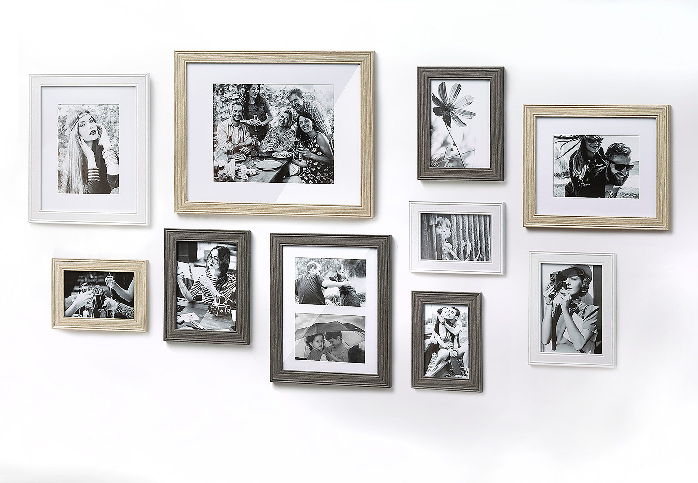 Kobolo Bilderrahmen Collage Bilderhalter Set DUSKY - 10 Stück - Holz - grau