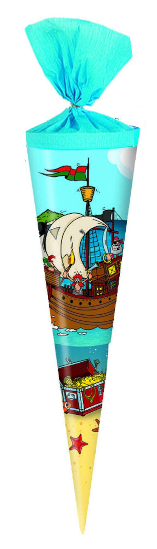 Verpackungsmittel GmbH Markneukirchen Schultüte Schultüte / Zuckertüte / Länge: 35cm / rund / "Piraten"